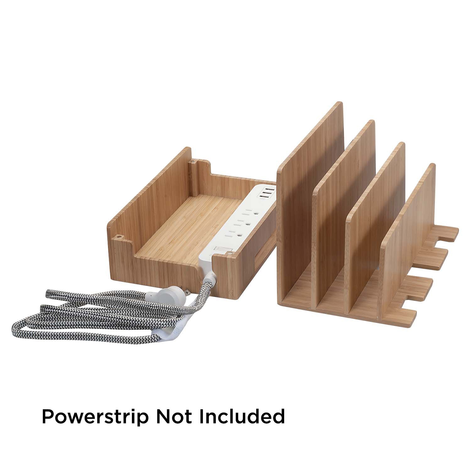 MobileVision Bamboo Charging Station & Multi Device Organizer Slim Version for Smartphones, Tablets, and Laptops - Image 3