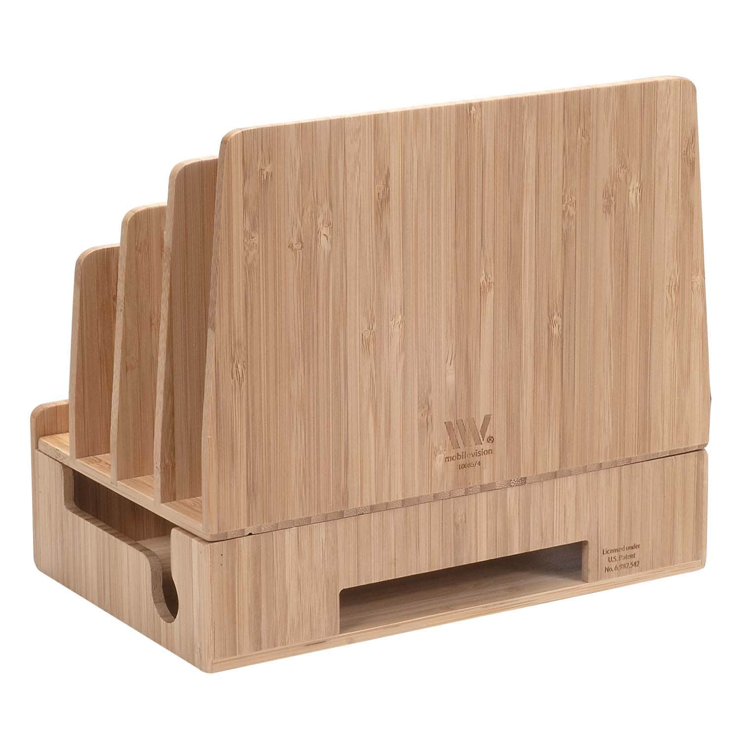 MobileVision Bamboo Charging Station & Multi Device Organizer Slim Version for Smartphones, Tablets, and Laptops - Image 6
