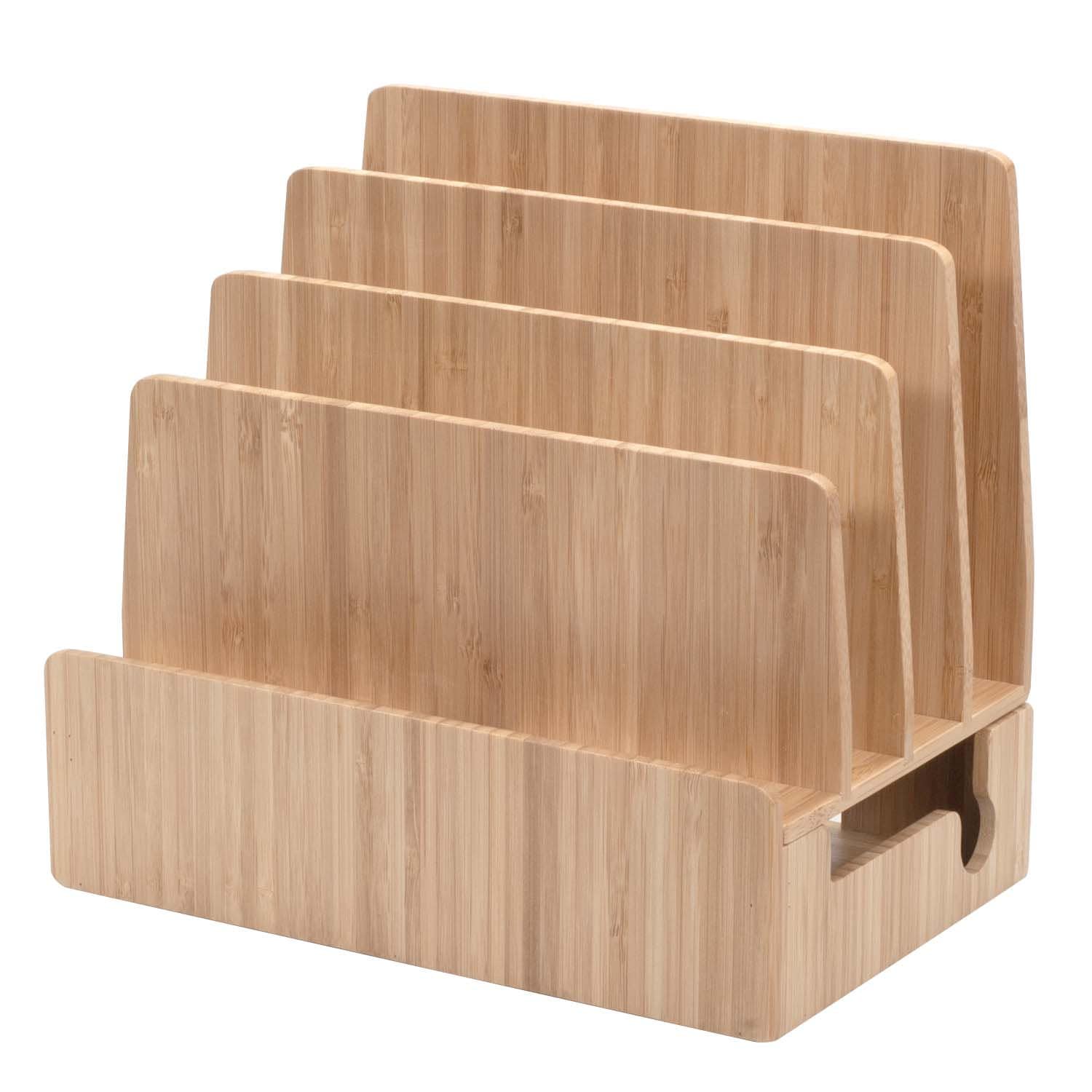 MobileVision Bamboo Charging Station & Multi Device Organizer Slim Version for Smartphones, Tablets, and Laptops