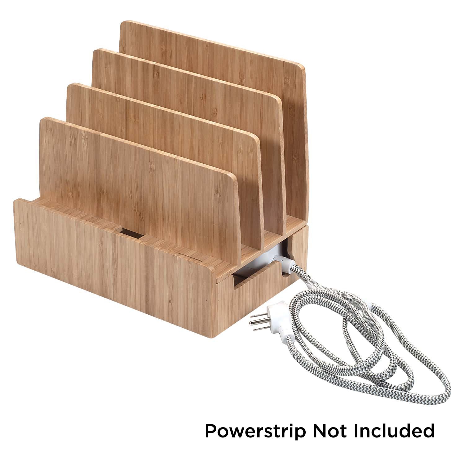 MobileVision Bamboo Charging Station & Multi Device Organizer Slim Version for Smartphones, Tablets, and Laptops - Image 2