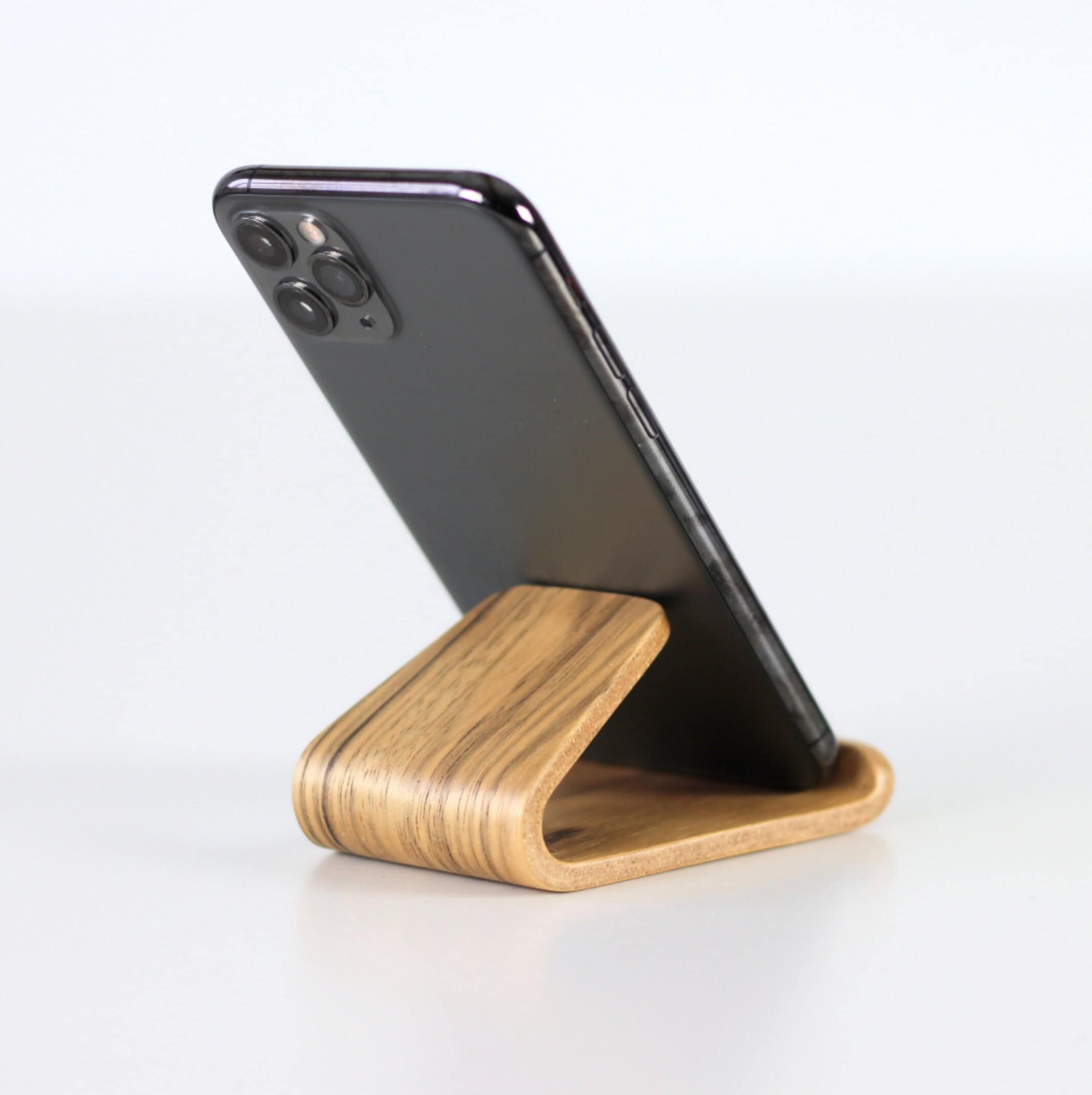 Wooden Phone Holder. Desk Stand for Office and Business Use