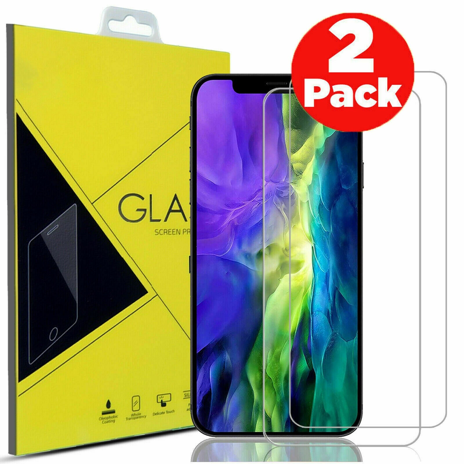 For Apple iPhone Models - 100% Genuine Tempered Glass Screen Protector (2 Pack)
