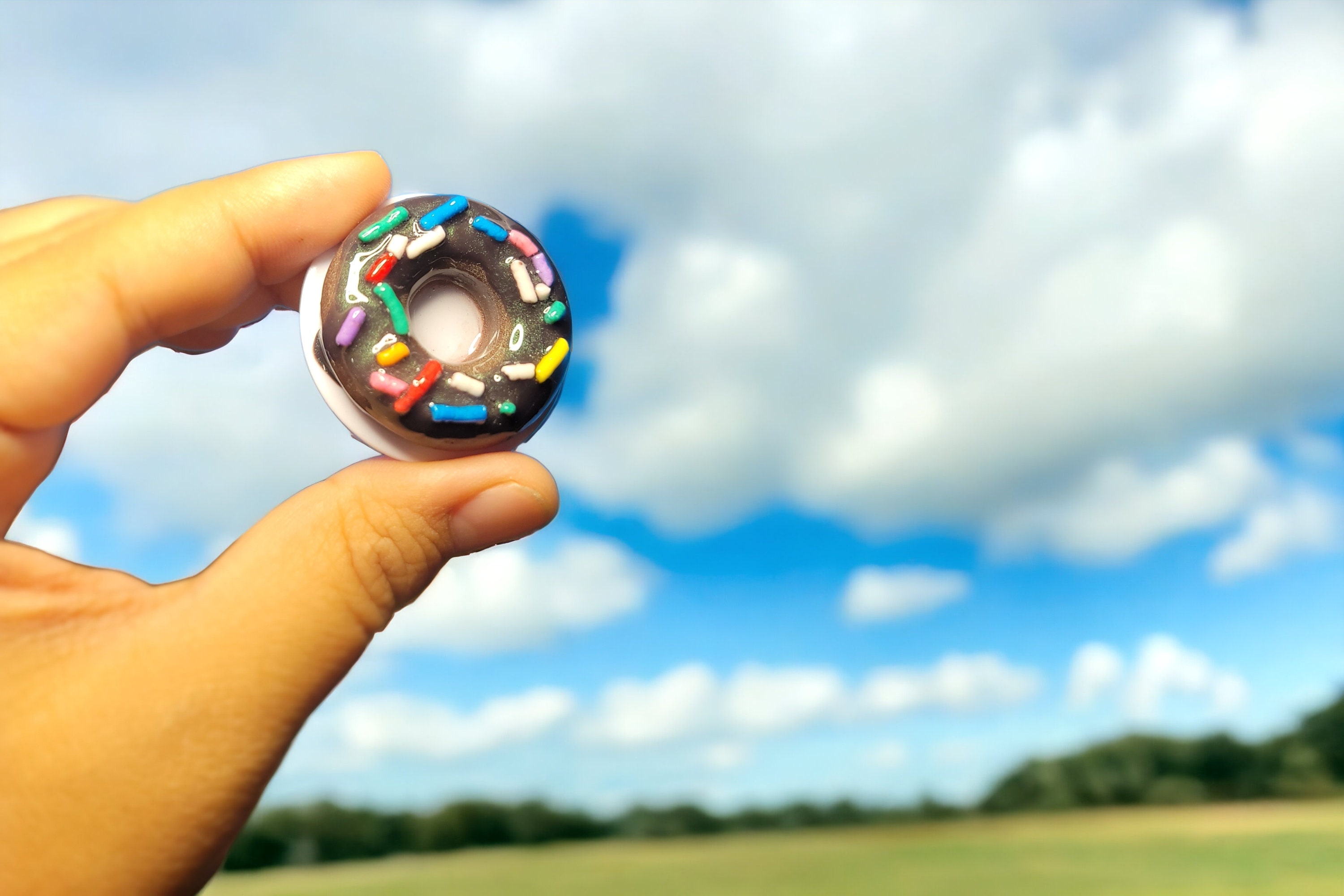 Chocolate Sprinkle Donut Phone Grip, Rainbow Sprinkles - Image 3