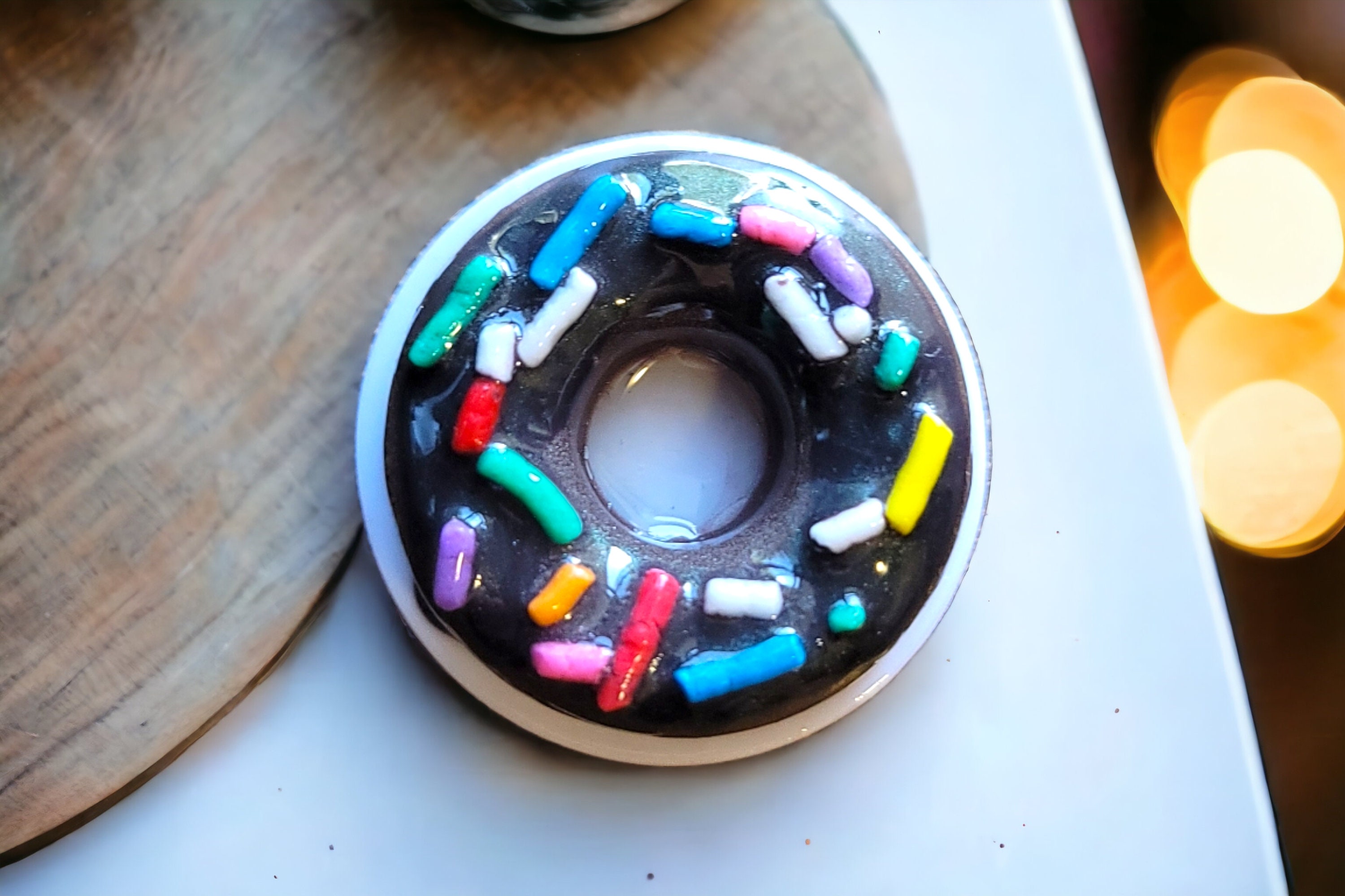 Chocolate Sprinkle Donut Phone Grip, Rainbow Sprinkles - Image 5