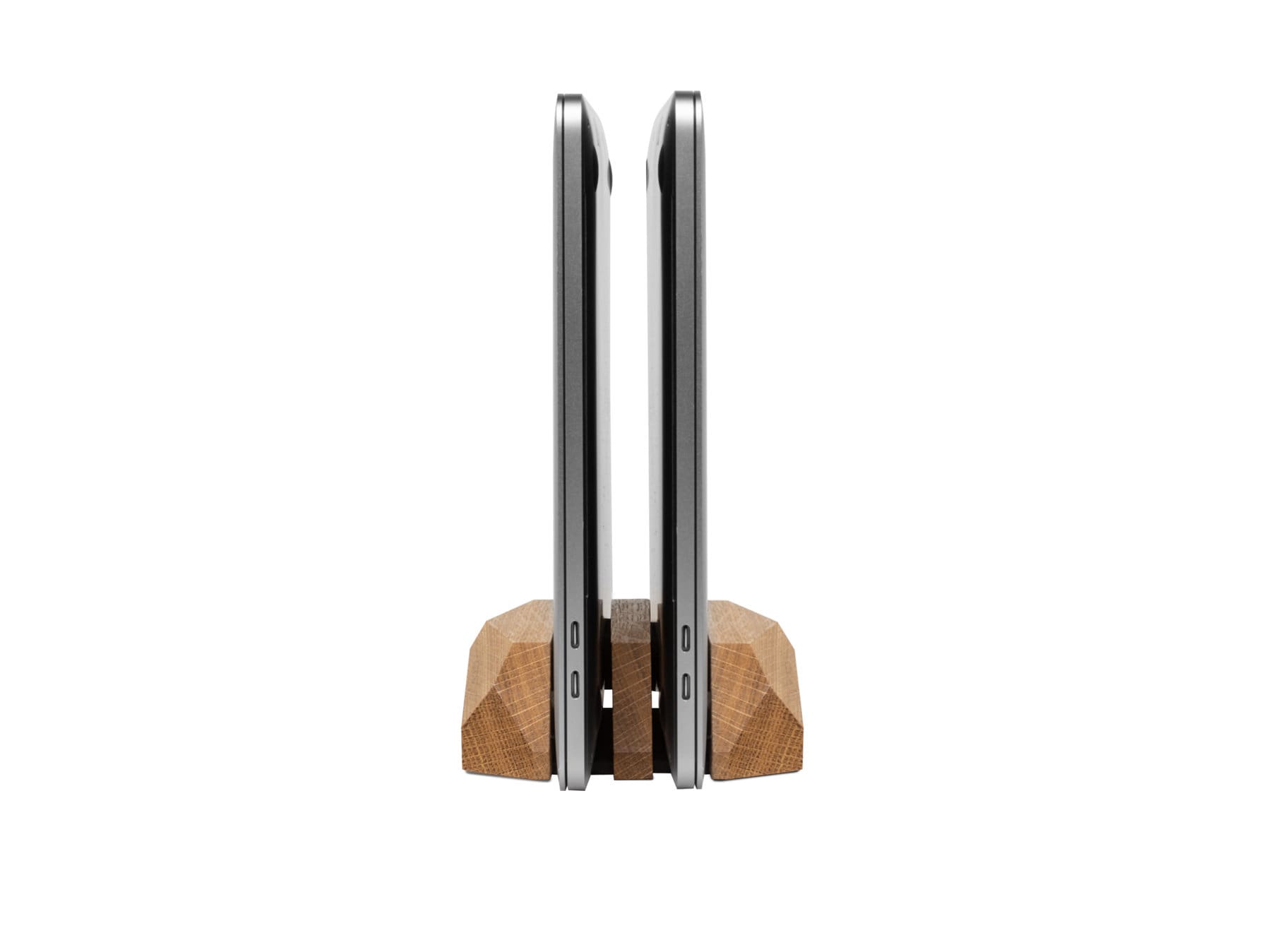 Dual Oak Laptop Stand: Vertical Macbook Dock, Desk Organizer - Image 9