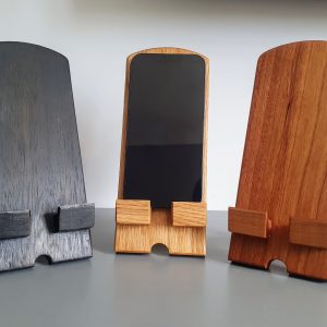 Hardwood Phone Stand with Metal Fixtures