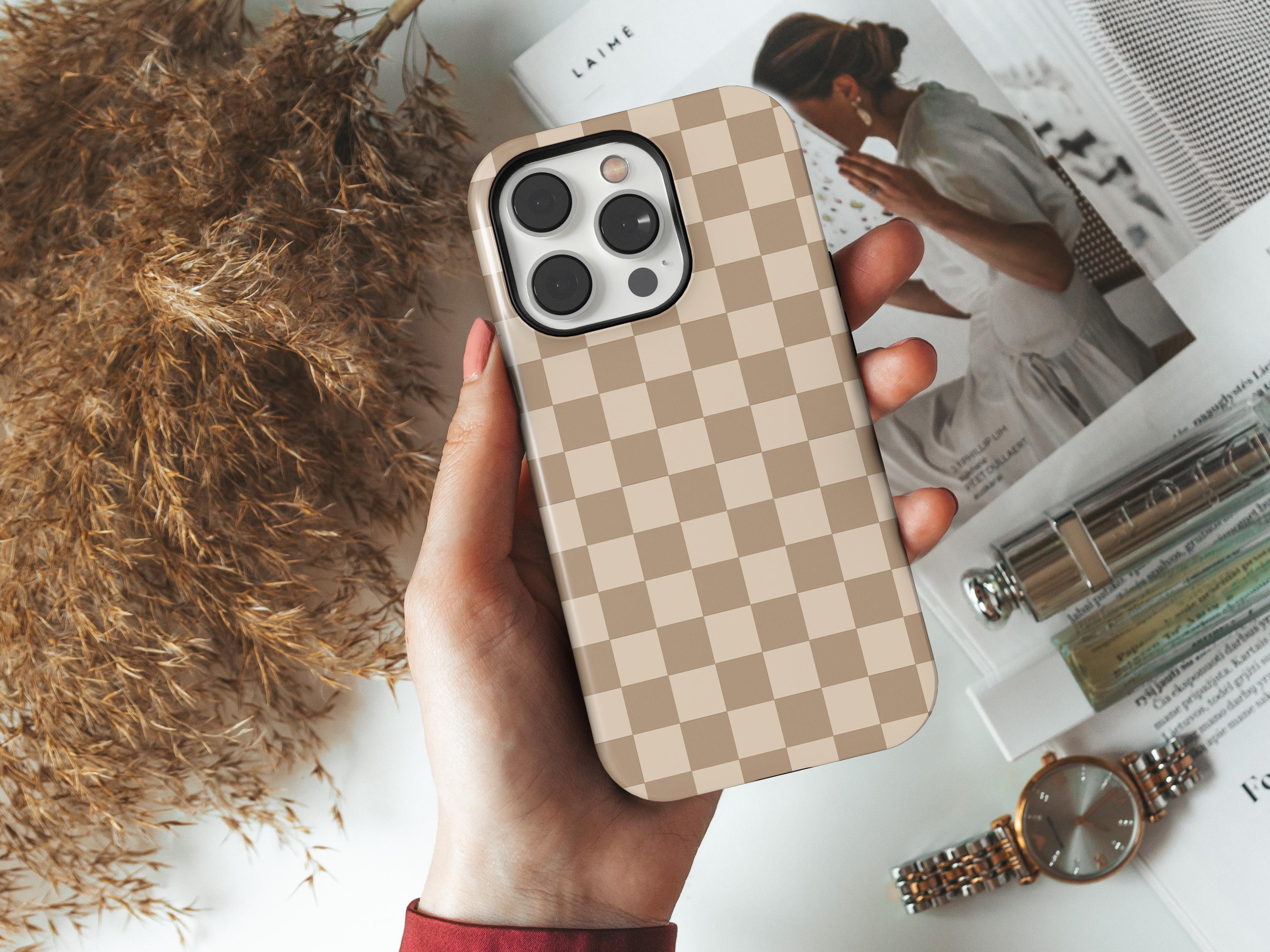 Beige Checkerboard Phone Case for iPhone, Pixel and Samsung Models - Image 4
