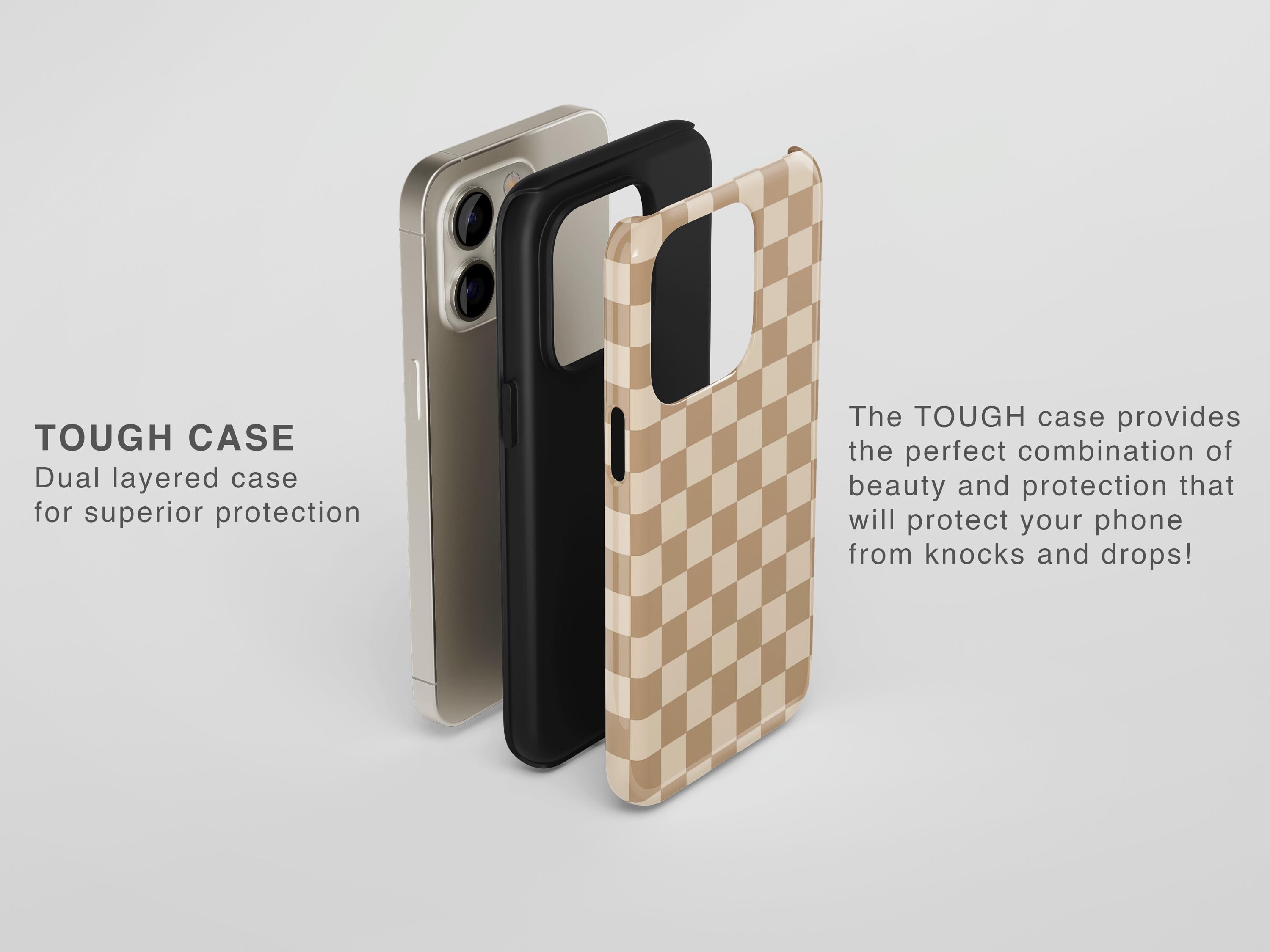 Beige Checkerboard Phone Case for iPhone, Pixel and Samsung Models - Image 6