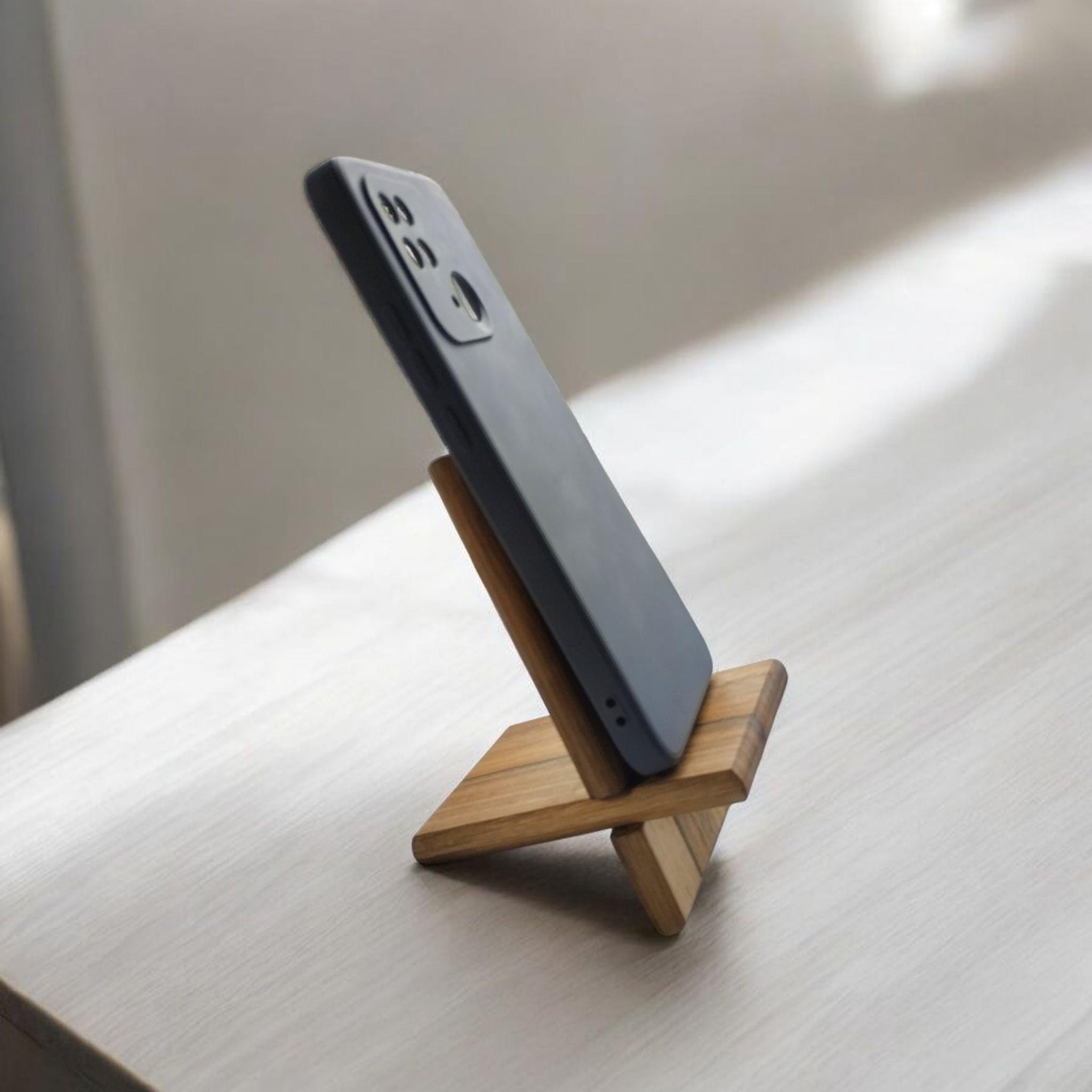 Walnut Phone Stand with Ash Accents: Wood Charging Dock - Image 8
