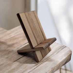 Walnut Phone Stand with Ash Accents: Wood Charging Dock