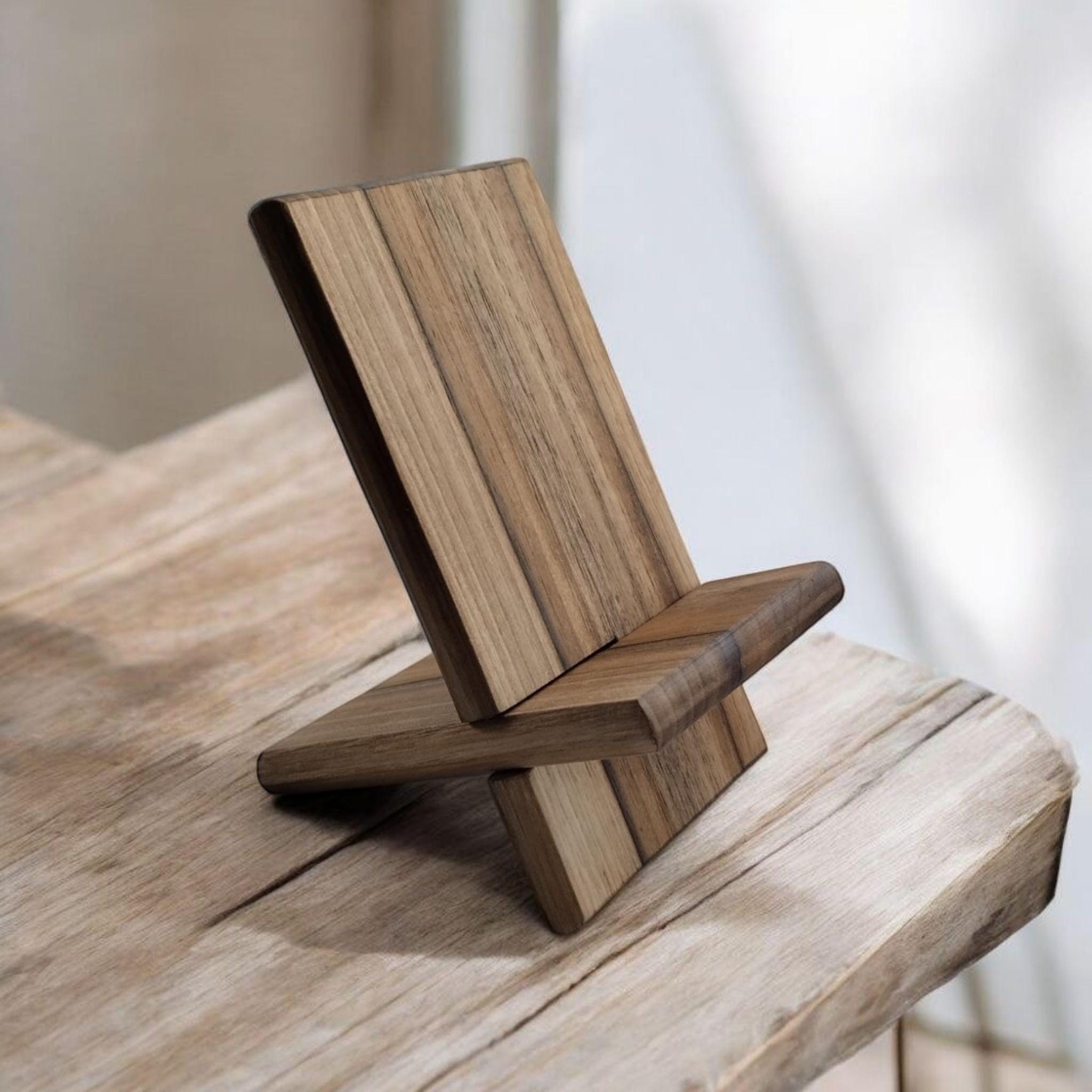 Walnut Phone Stand with Ash Accents: Wood Charging Dock