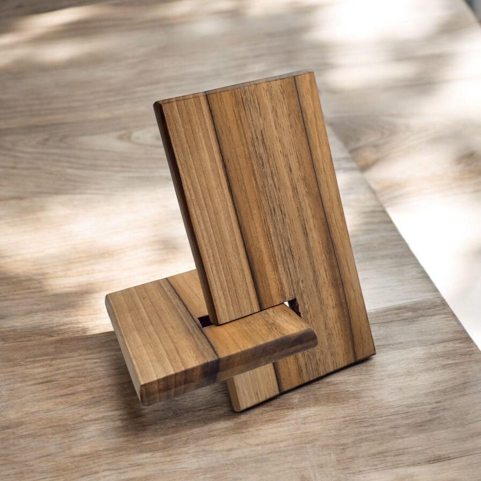 Walnut Phone Stand with Ash Accents: Wood Charging Dock - Image 5