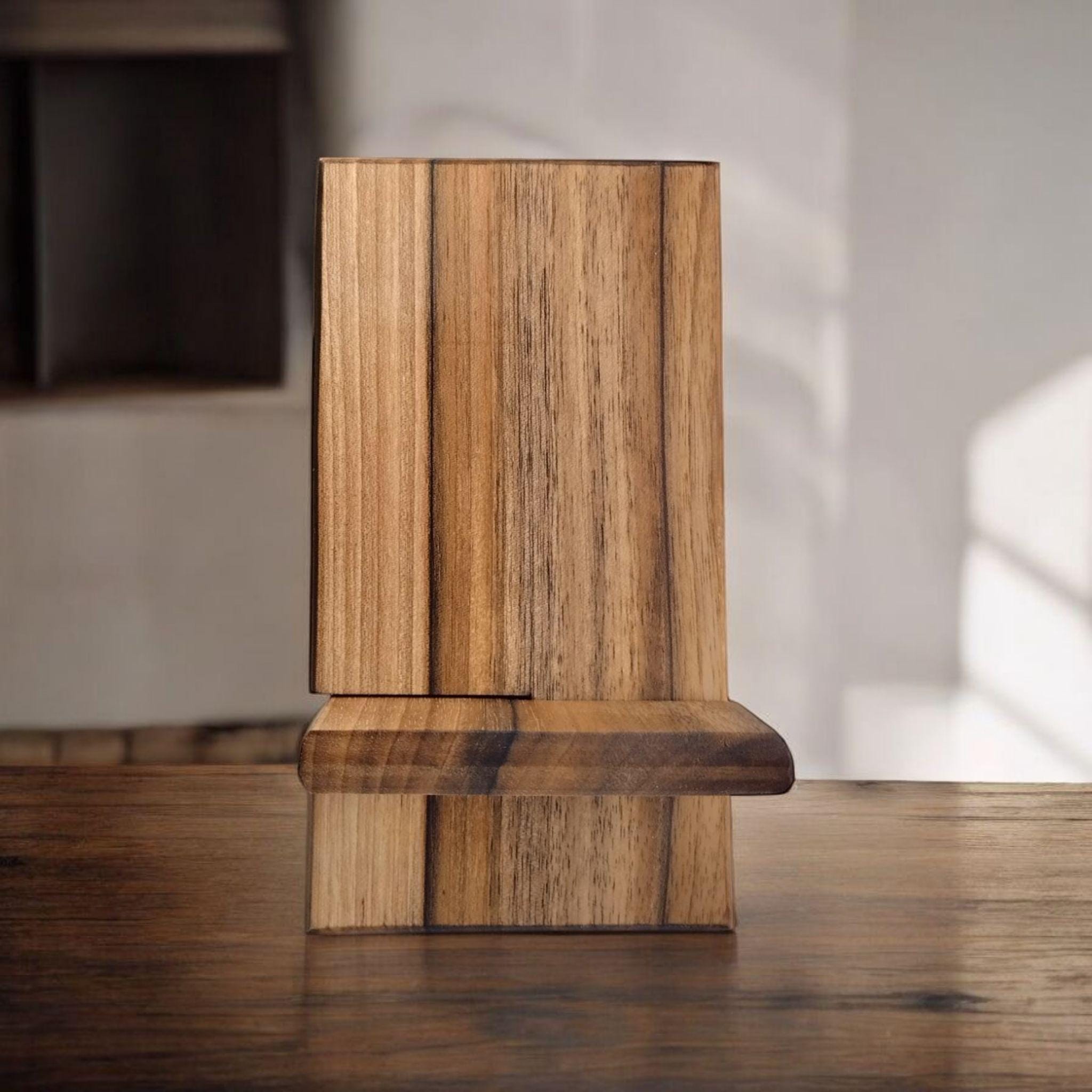 Walnut Phone Stand with Ash Accents: Wood Charging Dock - Image 10