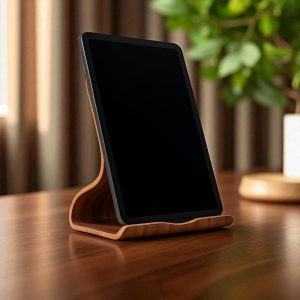 Walnut Wooden Tablet Stand | Universal Phone Holder Anti-Slip Bracket | Desk Kitchen Book Stand | Office Home Decor |