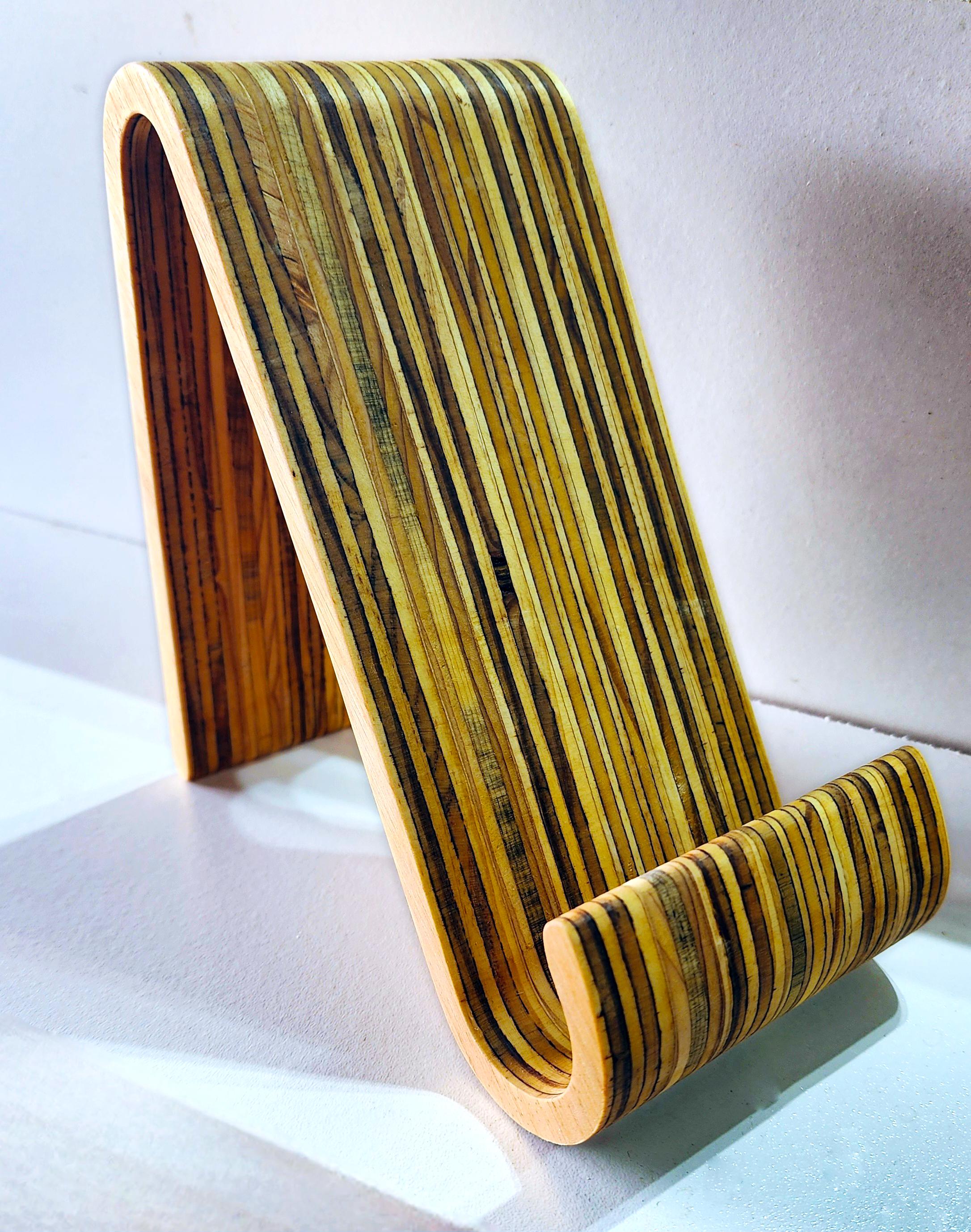 Wood Tablet Stand – Sculptural iPad Holder – Laminated Hardwood Desk Decor – Minimalist Office Accessory – - Image 2