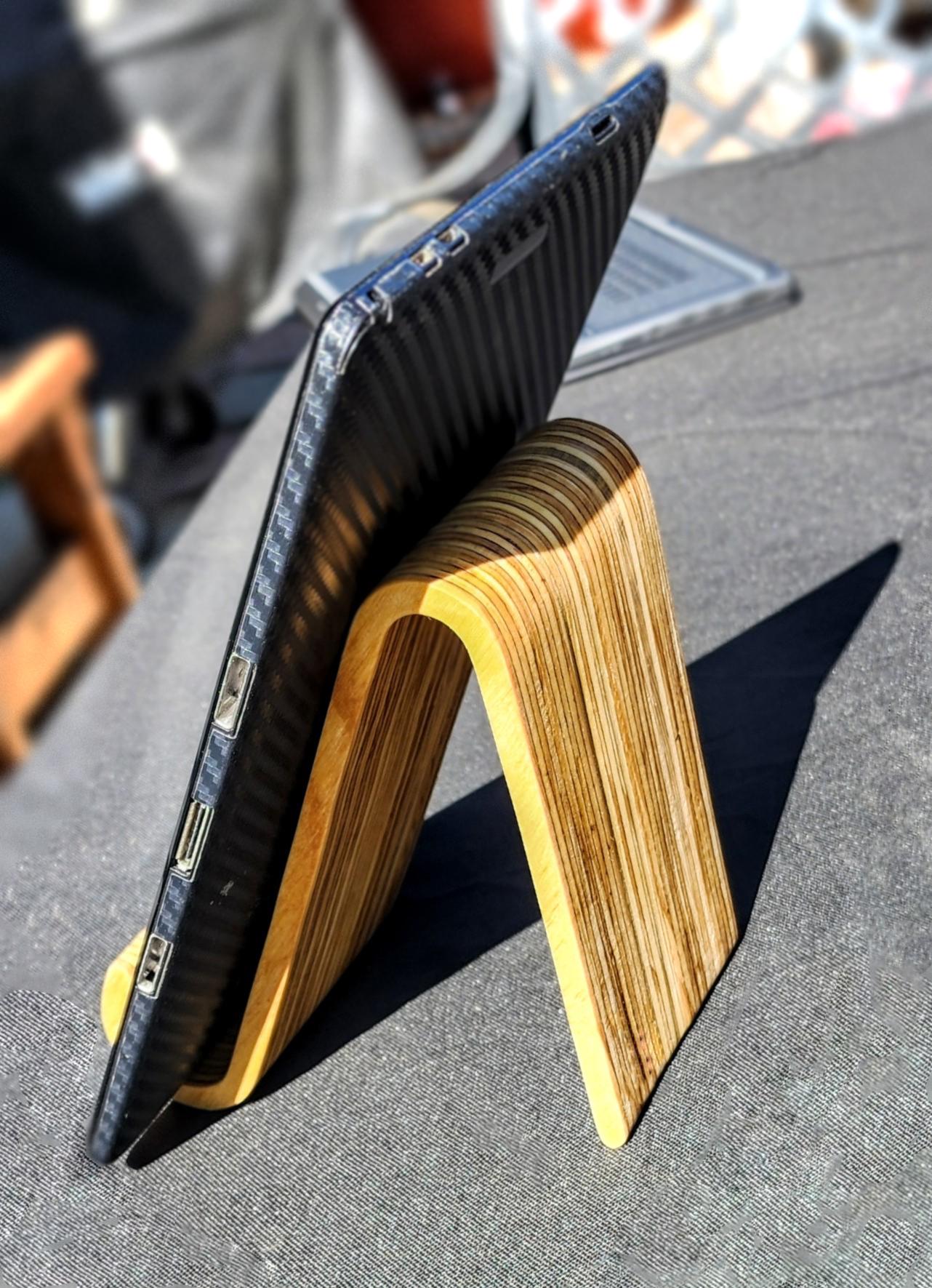 Wood Tablet Stand – Sculptural iPad Holder – Laminated Hardwood Desk Decor – Minimalist Office Accessory – - Image 6