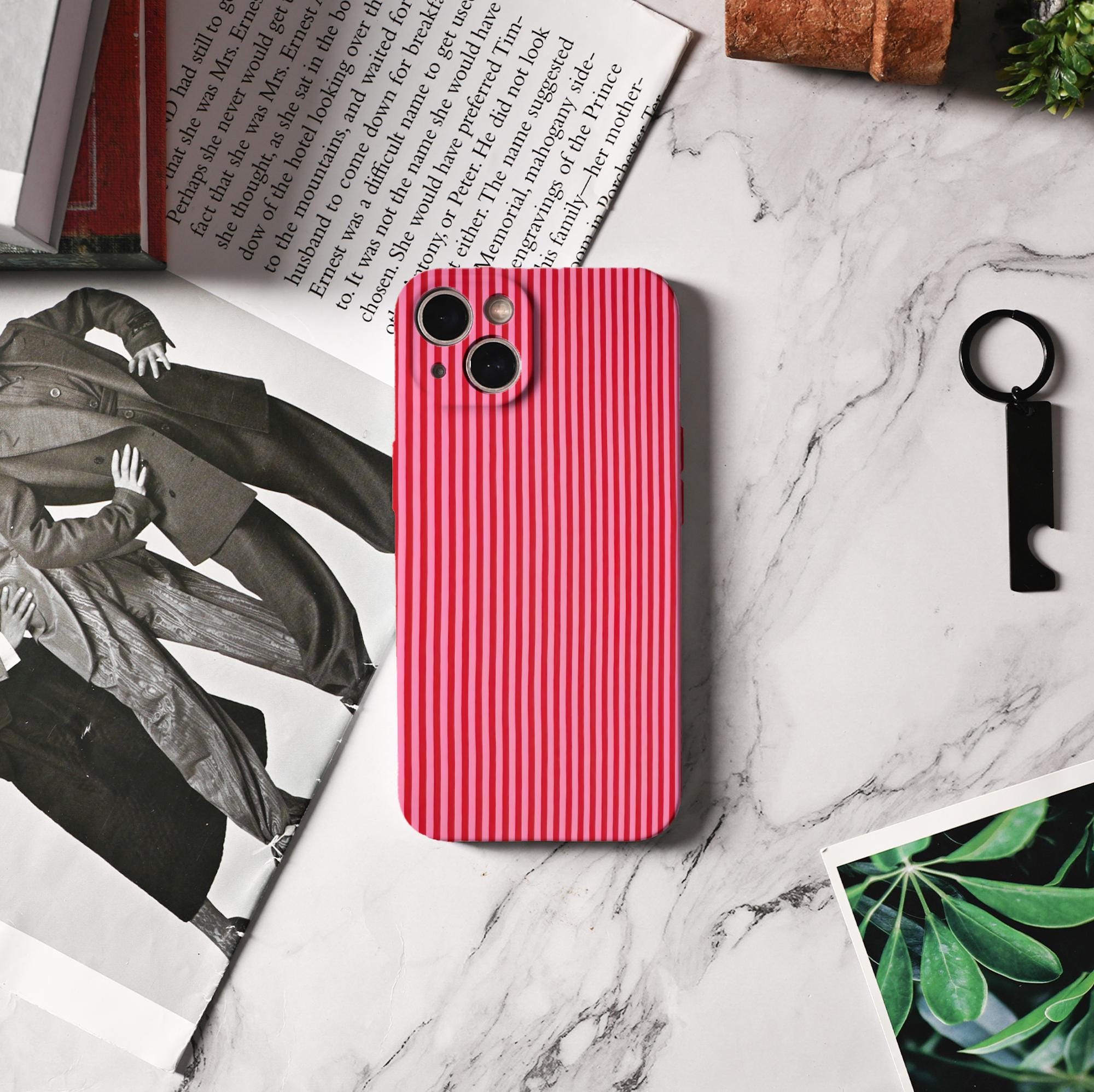 Red and Pink Striped Phone Case for iPhone Models - Image 3