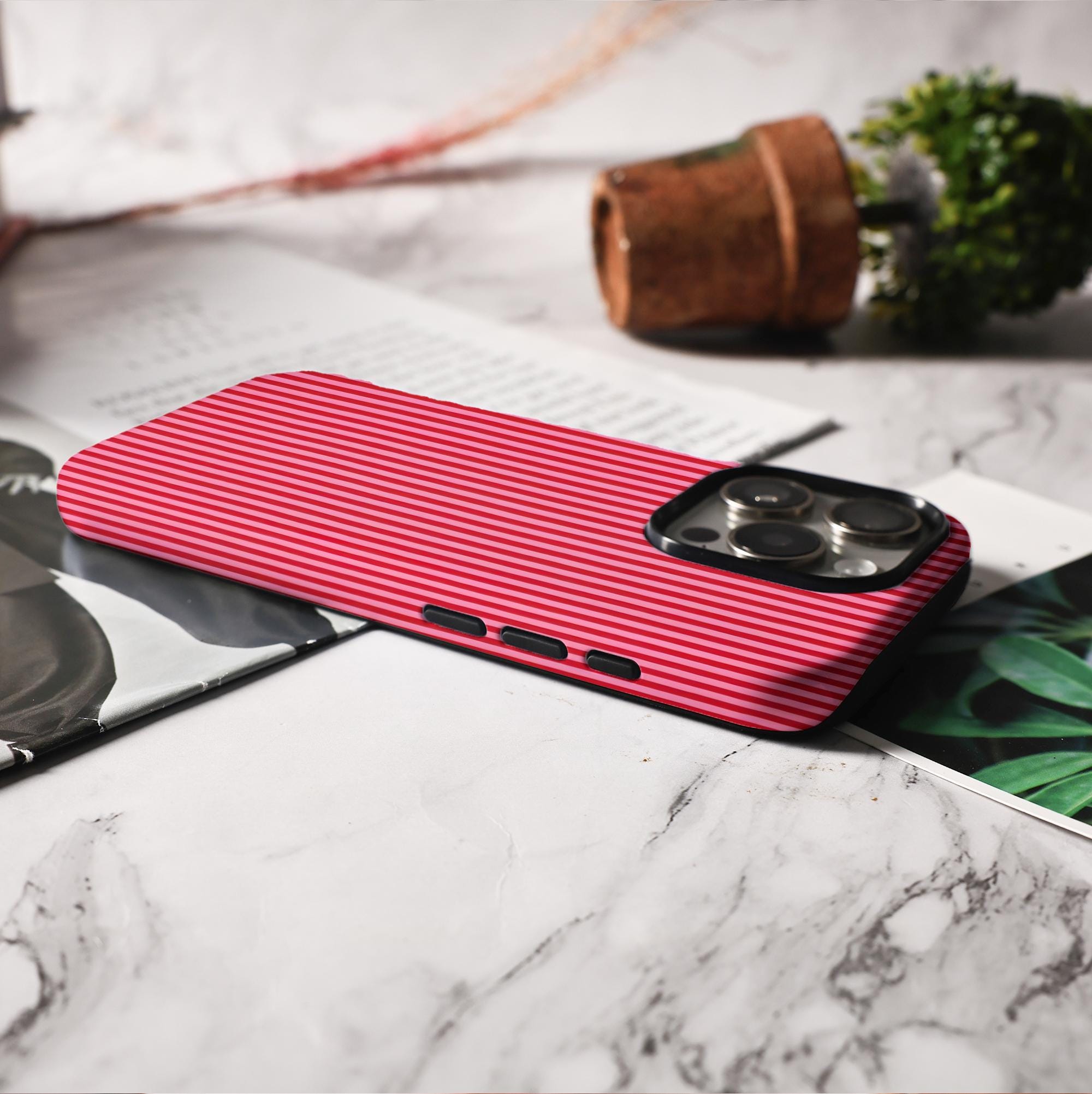 Red and Pink Striped Phone Case for iPhone Models - Image 8