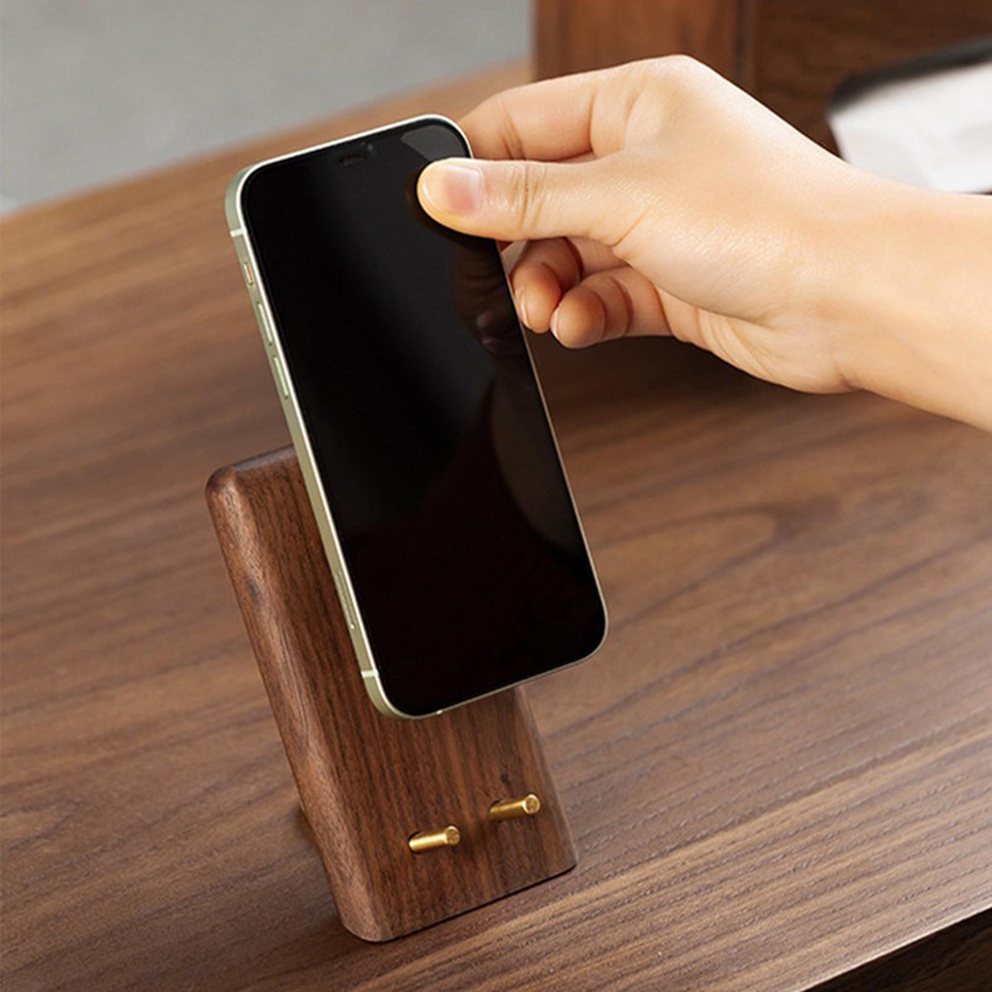 Solid Wood Phone Stand - Walnut Finish - Image 6