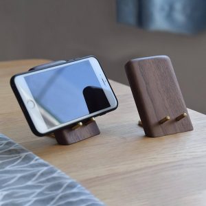 Solid Wood Phone Stand: Walnut Free personalization
