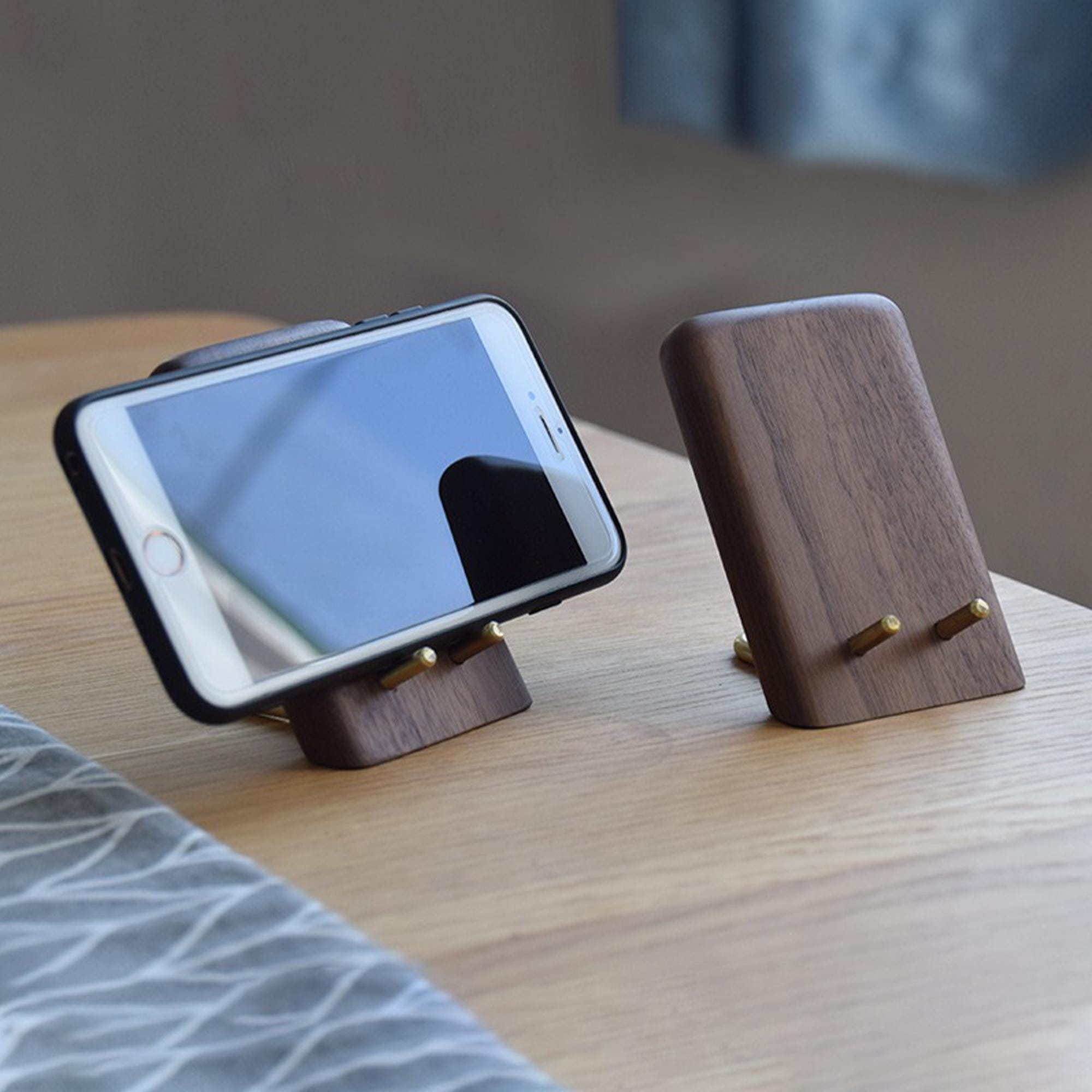 Solid Wood Phone Stand - Walnut Finish