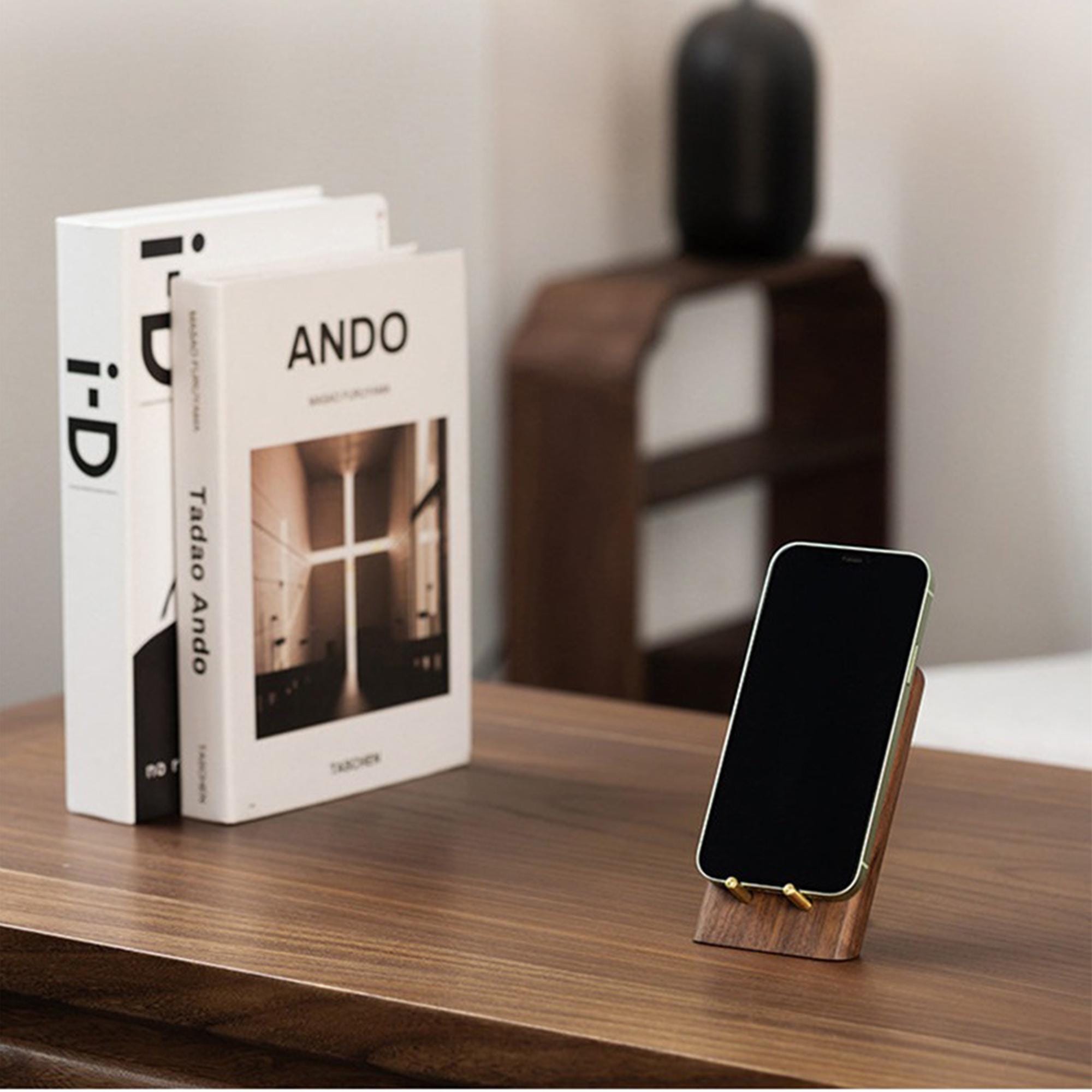Solid Wood Phone Stand - Walnut Finish - Image 5