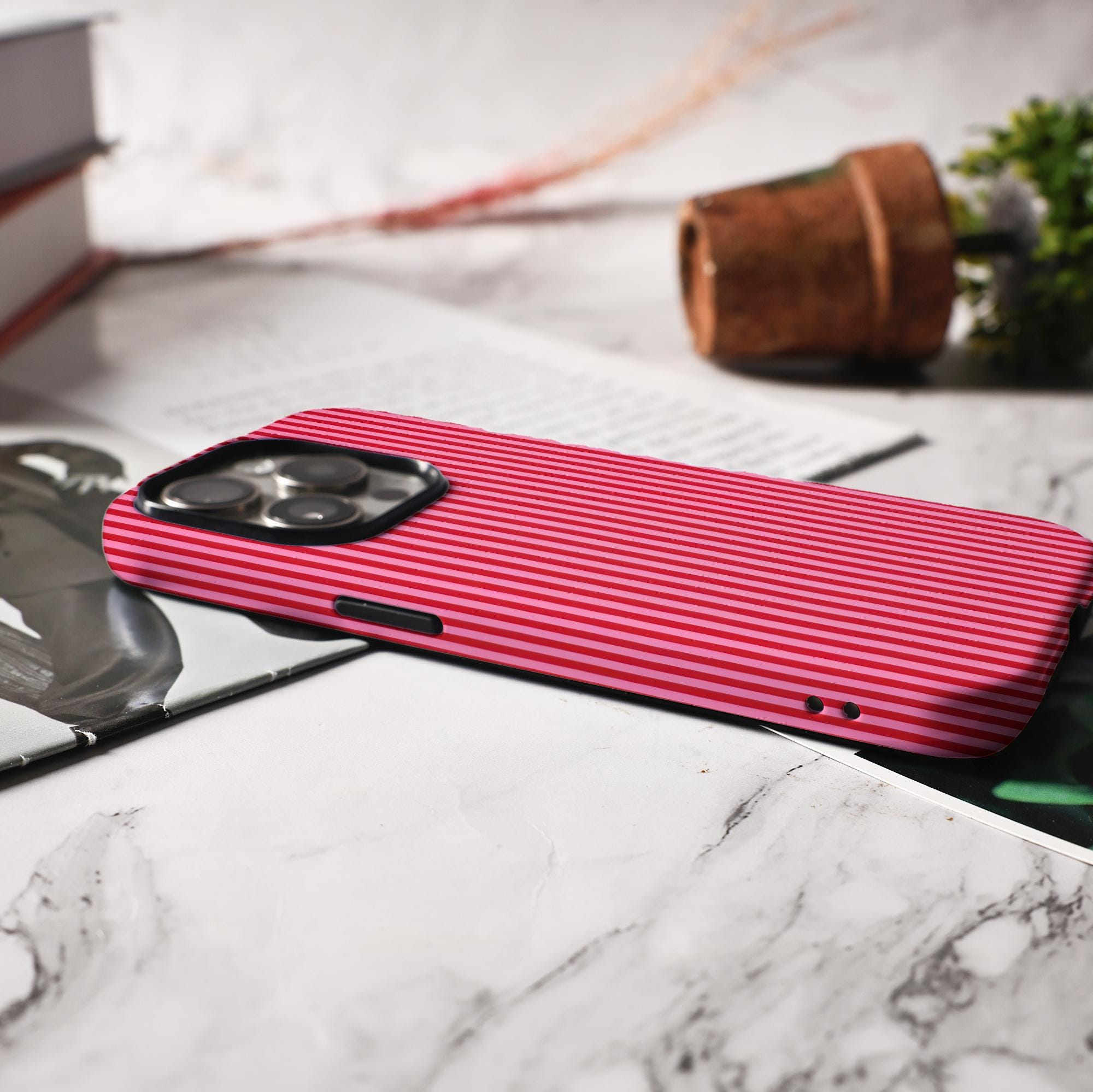 Red and Pink Striped Phone Case for iPhone Models - Image 6