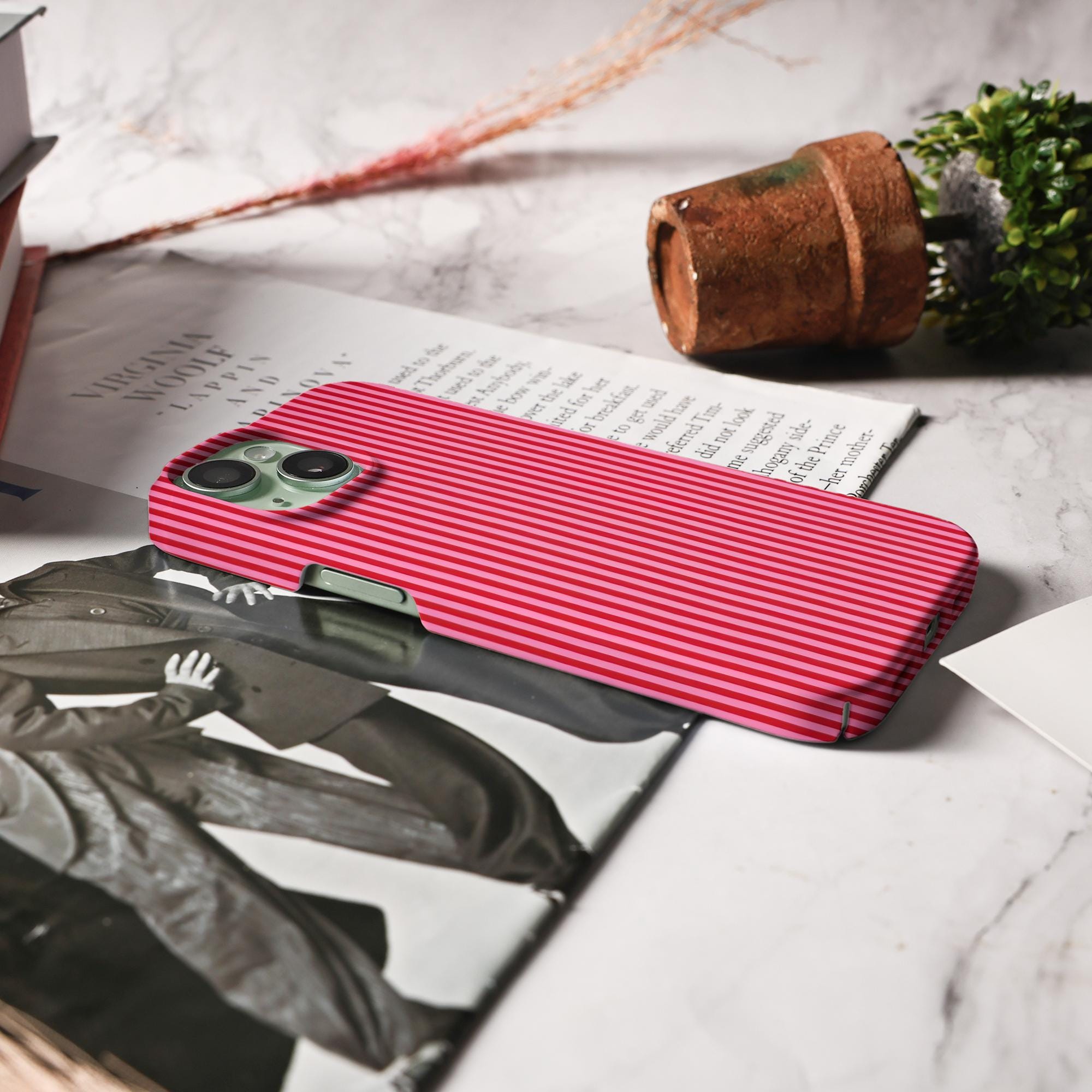 Red and Pink Striped Phone Case for iPhone Models - Image 7