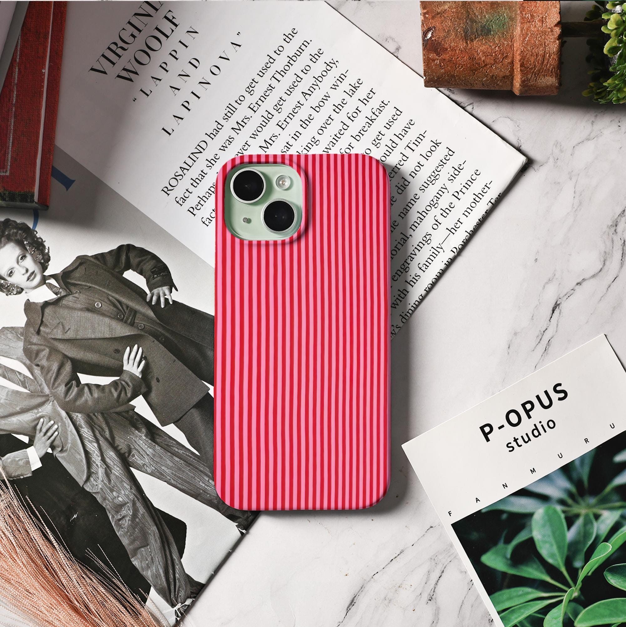 Red and Pink Striped Phone Case for iPhone Models