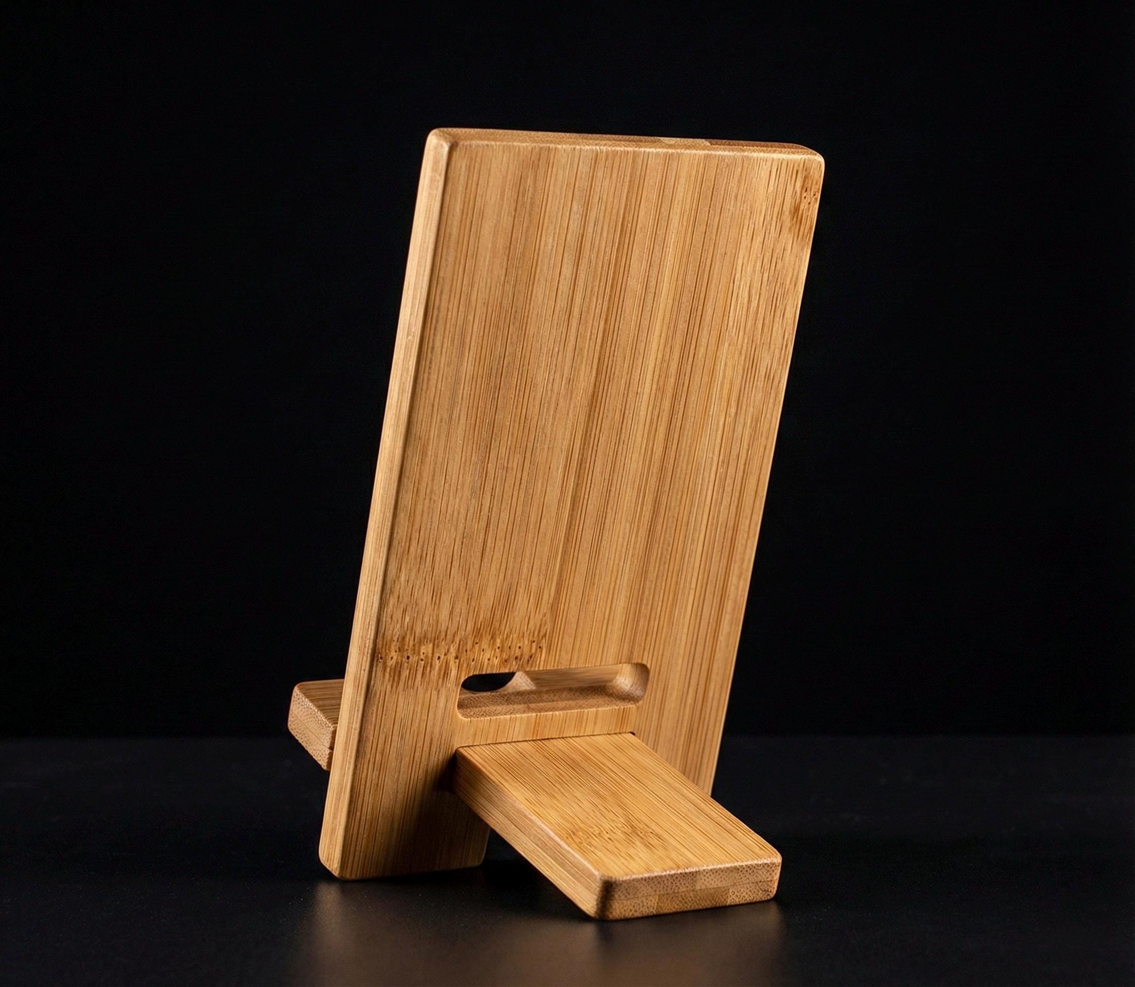 Adjustable Wooden Phone Stand with Charging Cable Slot - Image 6