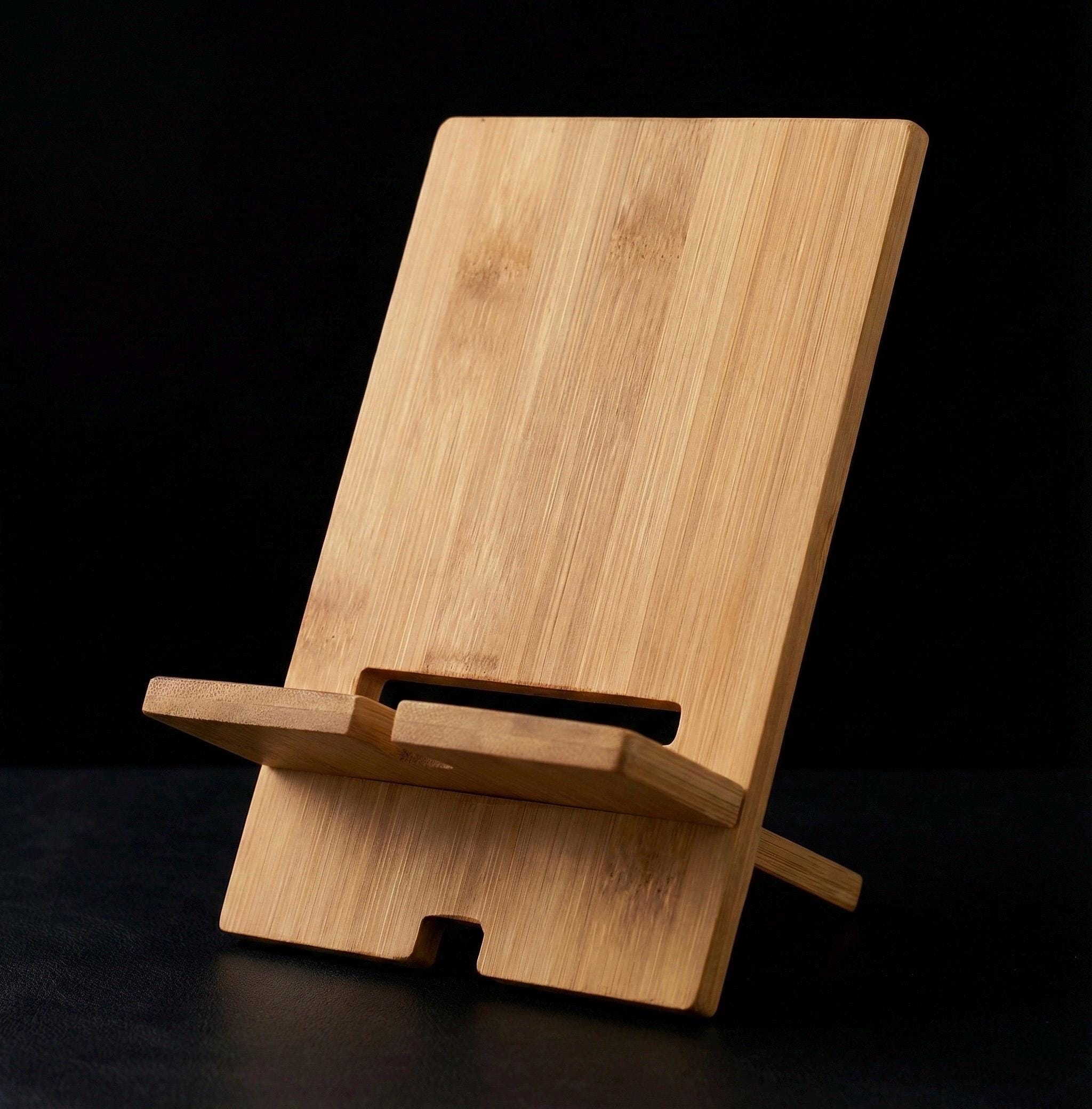 Adjustable Wooden Phone Stand with Charging Cable Slot - Image 7