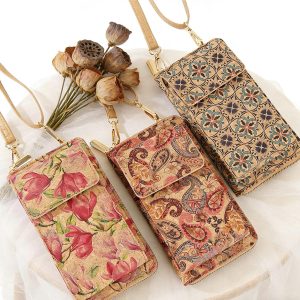 Vintage Cork Crossbody Phone Bag with Adjustable Strap