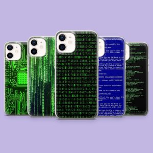 Matrix Phone Case Computer Coding Cover for iPhone 17 Pro, 16, 15, 14, 13, Samsung S25, S24FE, S23, S22, A16, A55, A25, Pixel 9