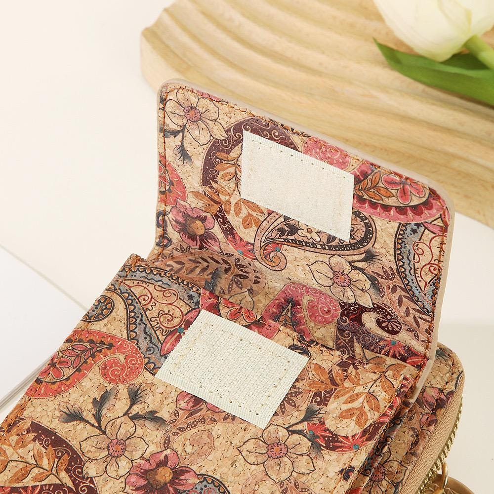 Vintage Cork Crossbody Phone Bag with Adjustable Strap - Image 6