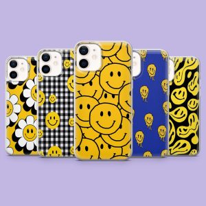 Smiley Phone Case Emoji Smile Face Cover for iPhone 17 Pro, 16, 15, 14, 13, Samsung S25, S24FE, S23, S22, A16, A55, A25, Pixel 9