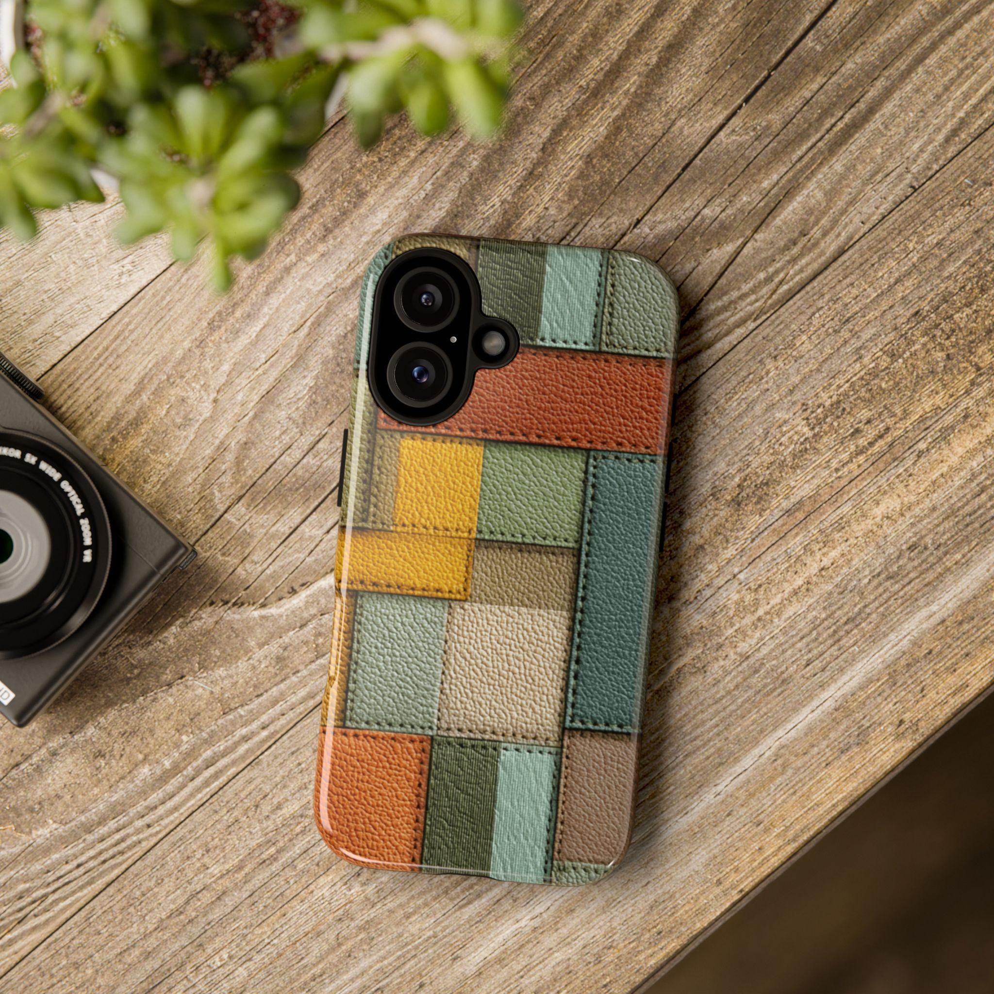 Leather Patchwork Phone Case for iPhone, Samsung Galaxy and Google Pixel Models - Image 5