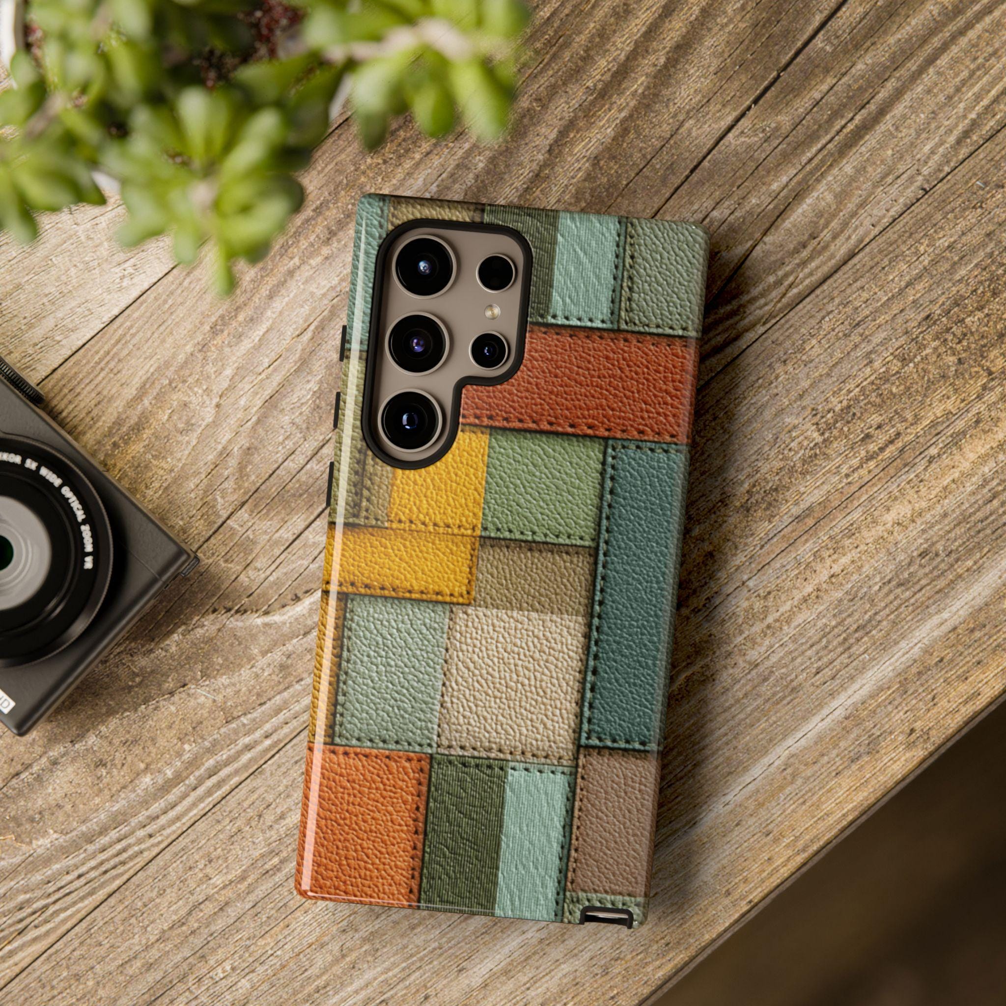 Leather Patchwork Phone Case for iPhone, Samsung Galaxy and Google Pixel Models - Image 12