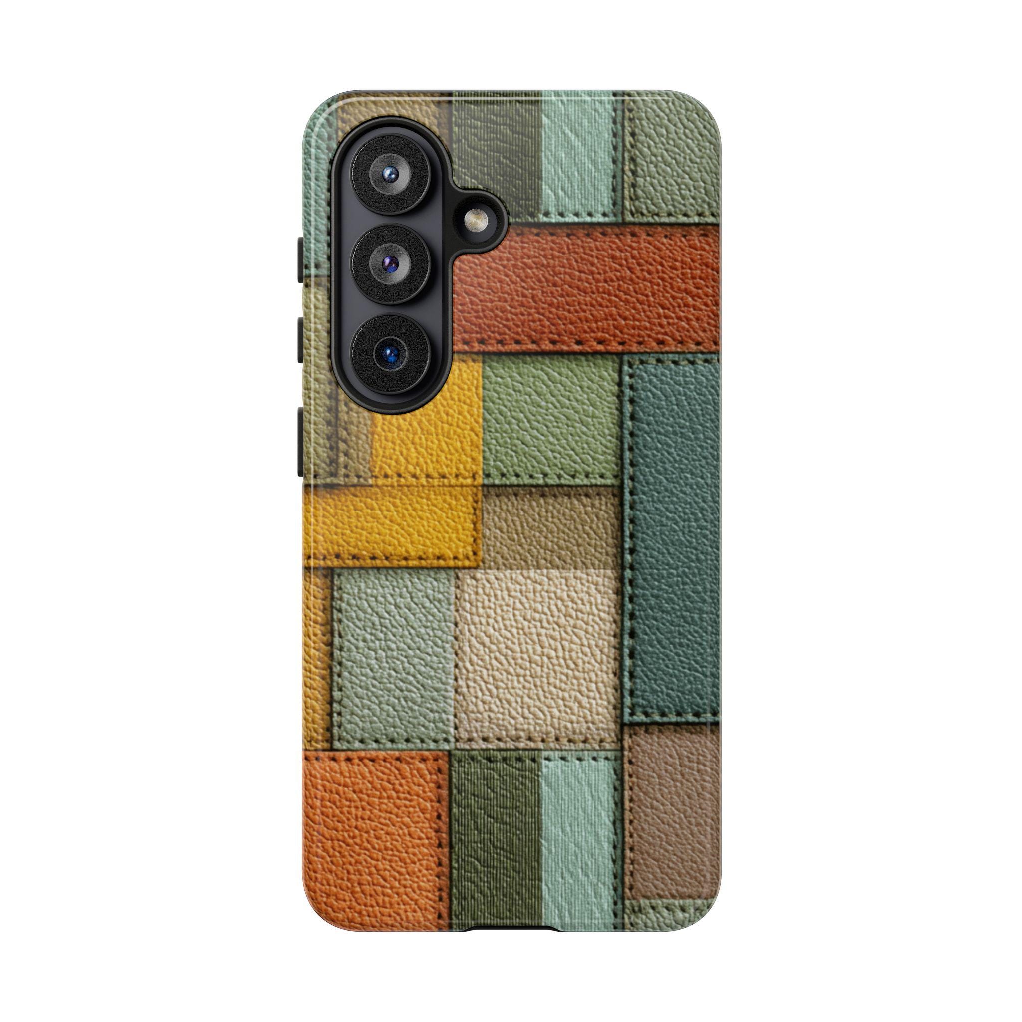 Leather Patchwork Phone Case for iPhone, Samsung Galaxy and Google Pixel Models - Image 13