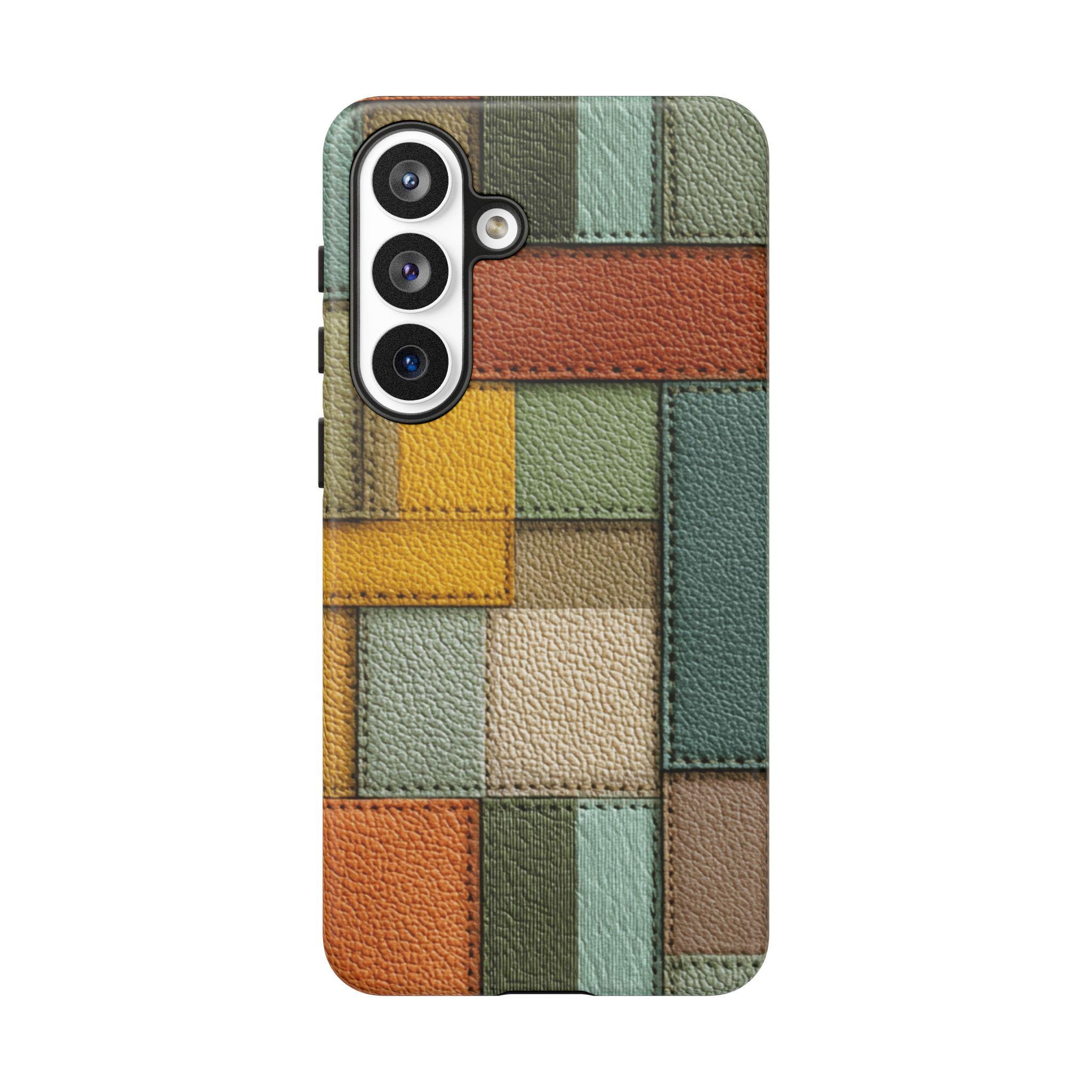 Leather Patchwork Phone Case for iPhone, Samsung Galaxy and Google Pixel Models - Image 14