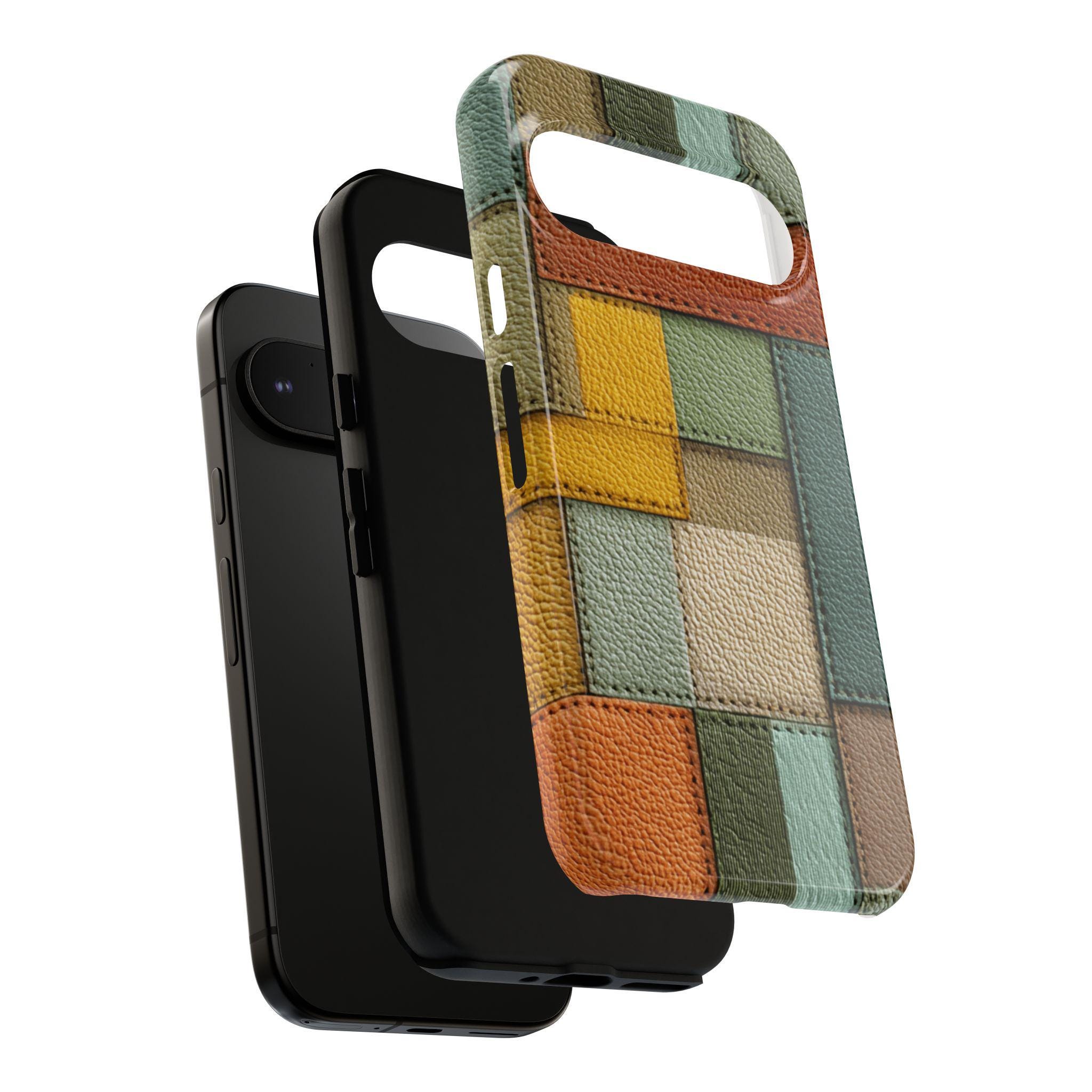 Leather Patchwork Phone Case for iPhone, Samsung Galaxy and Google Pixel Models - Image 6