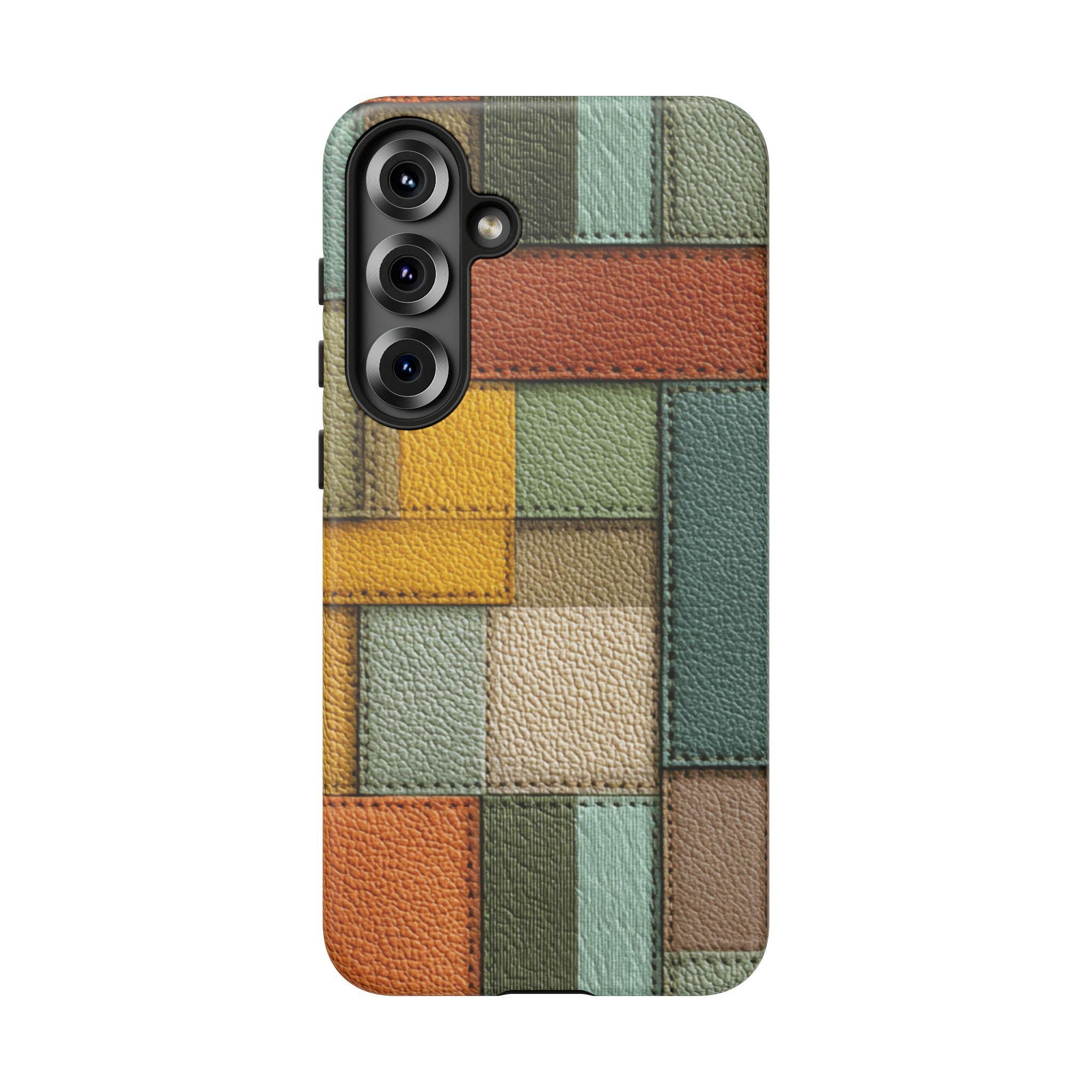 Leather Patchwork Phone Case for iPhone, Samsung Galaxy and Google Pixel Models - Image 7