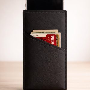 iPhone Sleeve with Card Pocket, Slim Phone Pouch, Minimalist Wallet Sleeve, Custom Fit