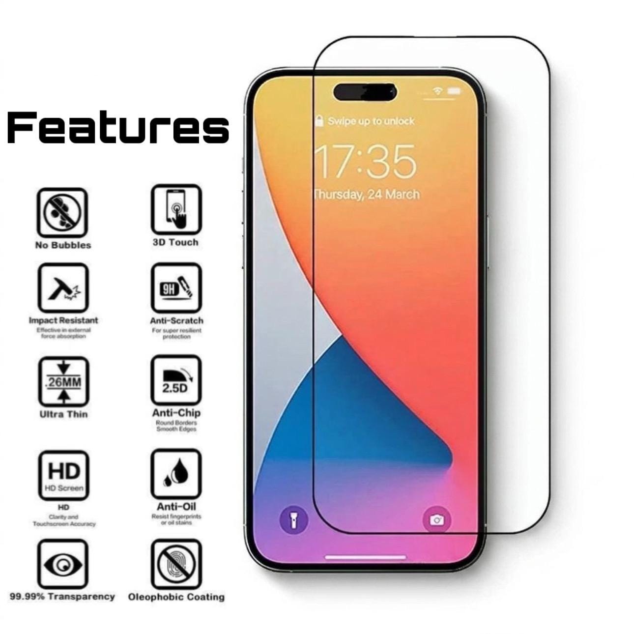 Tempered Glass Screen Protector – Full Coverage Anti-Scratch Guard for iPhone Models, iPhone 17 pro max, iPhone 16, iPhone 15 14 pro max - Image 2