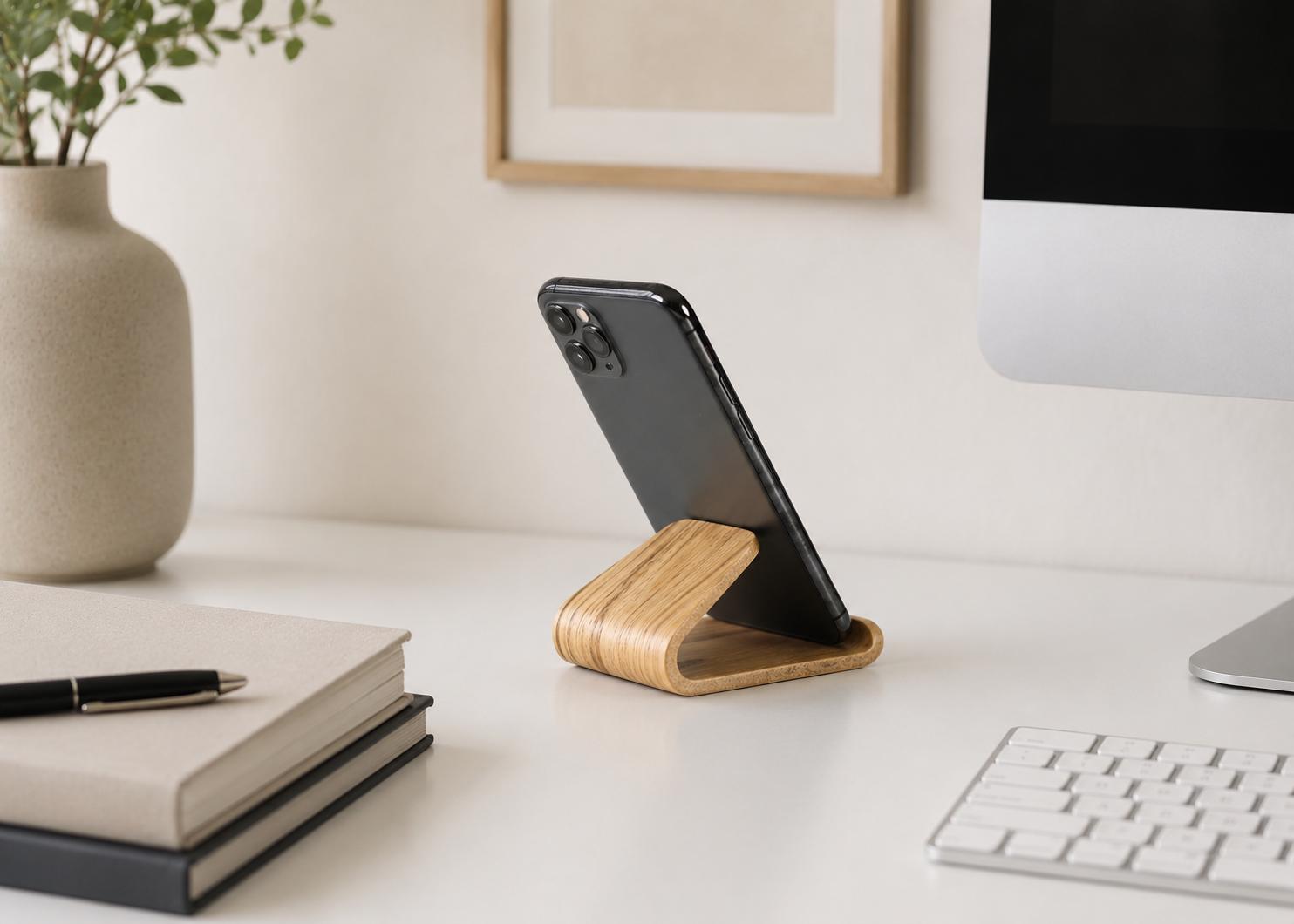Wooden Phone Holder. Desk Stand for Office and Business Use - Image 9