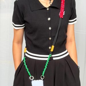 Color Block Phone Lanyard, Braided Crossbody Strap for Women, Hands Free Phone Accessory