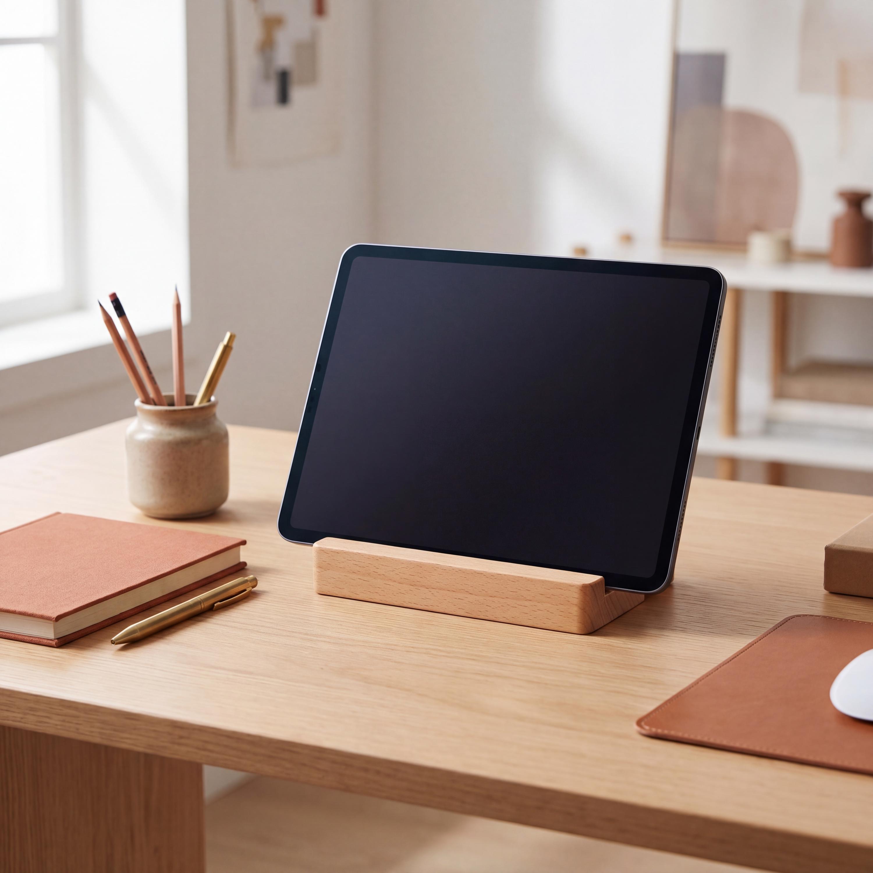 Personalized Gift Wooden Phone Stand, Dual Slot Desk Stand for Phone & Tablet, Solid Walnut or Beech, Work From Home Desk Accessory - Image 4