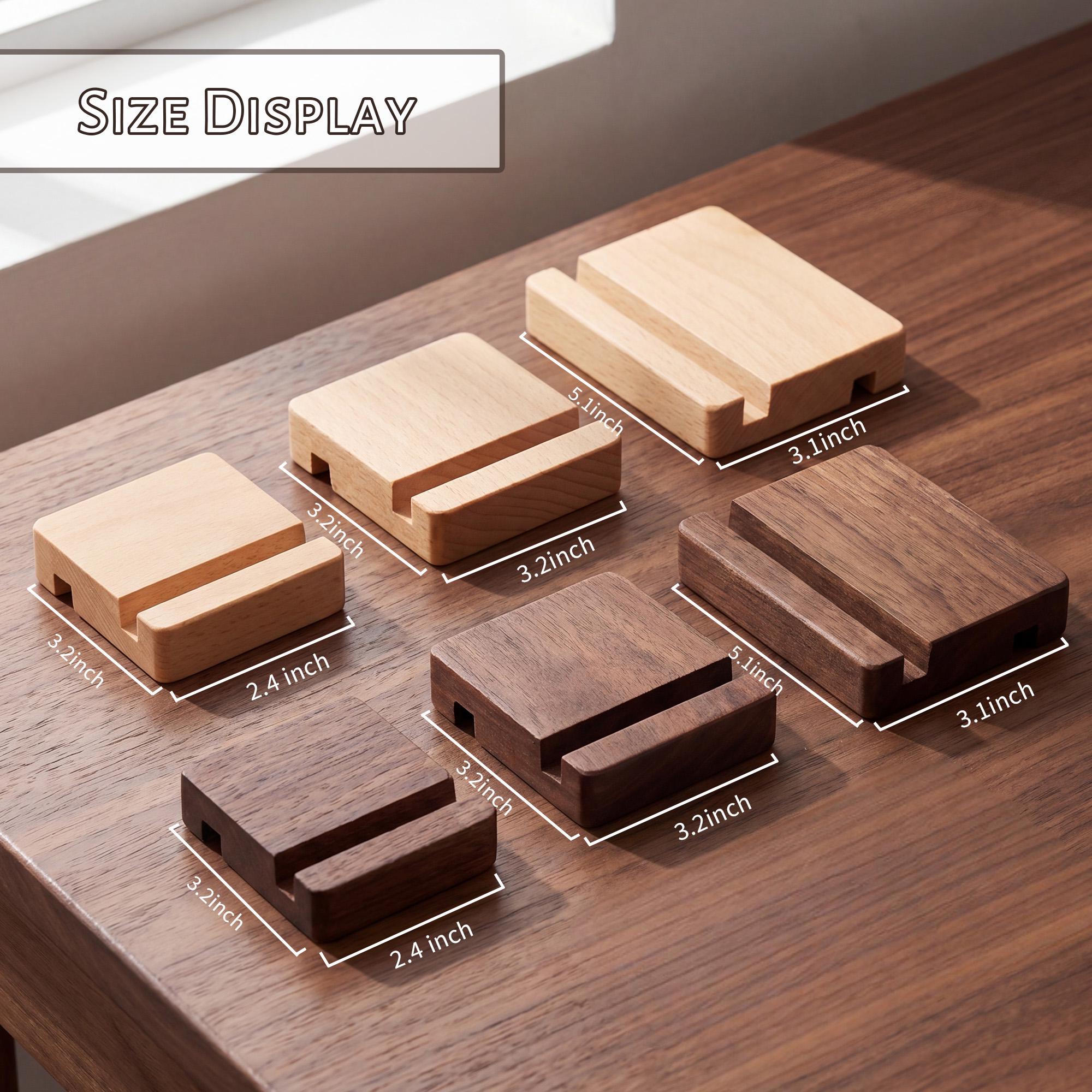 Personalized Gift Wooden Phone Stand, Dual Slot Desk Stand for Phone & Tablet, Solid Walnut or Beech, Work From Home Desk Accessory - Image 9