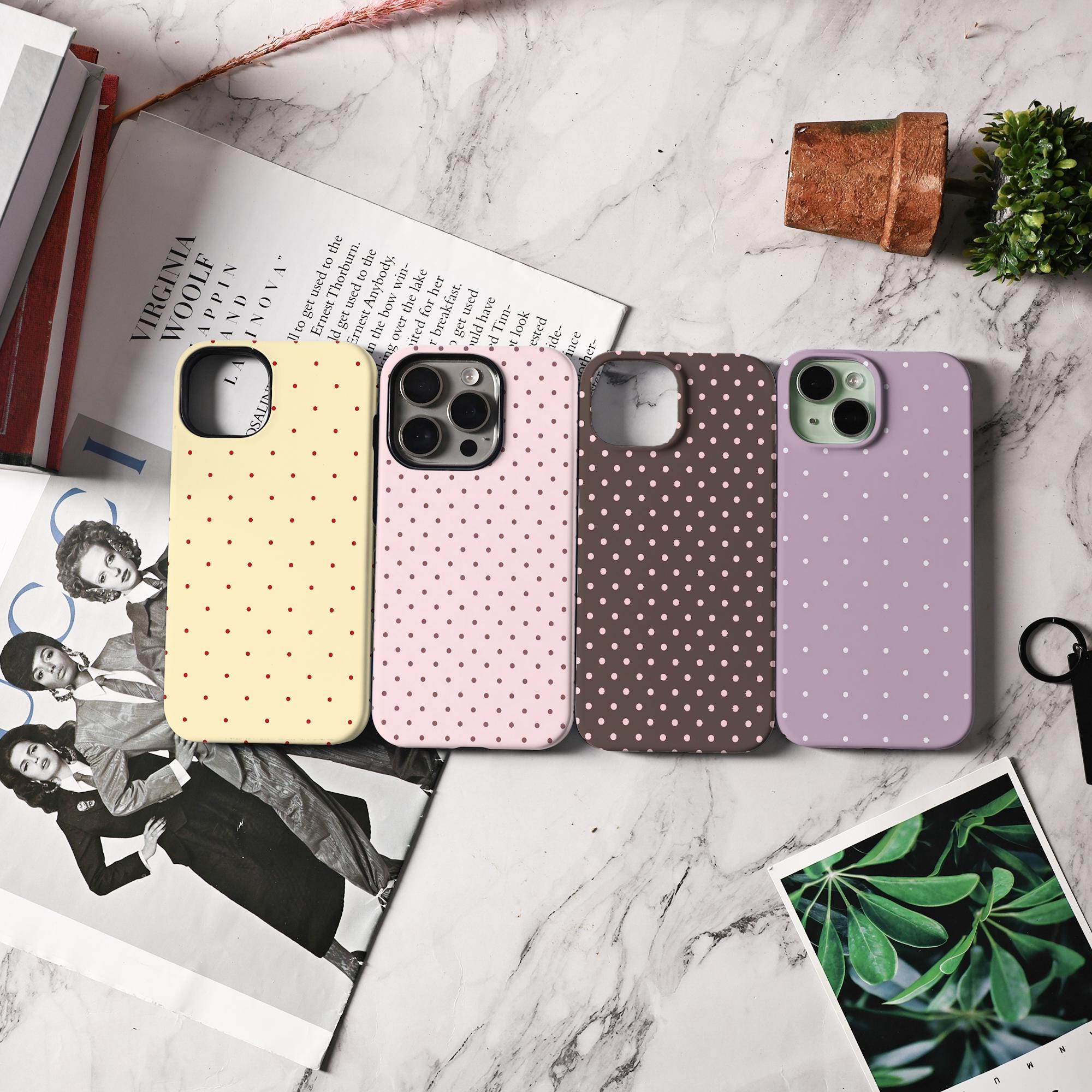 Customizable Polka Dot Phone Case for iPhone Models