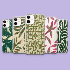 Plant Phone Case Aesthetic Tropic Leaf Cover for iPhone 17Pro, 16, 15, 14, 13, Samsung S26, S25, S24, S23Fe, A16, A56, Pixel 10, 9