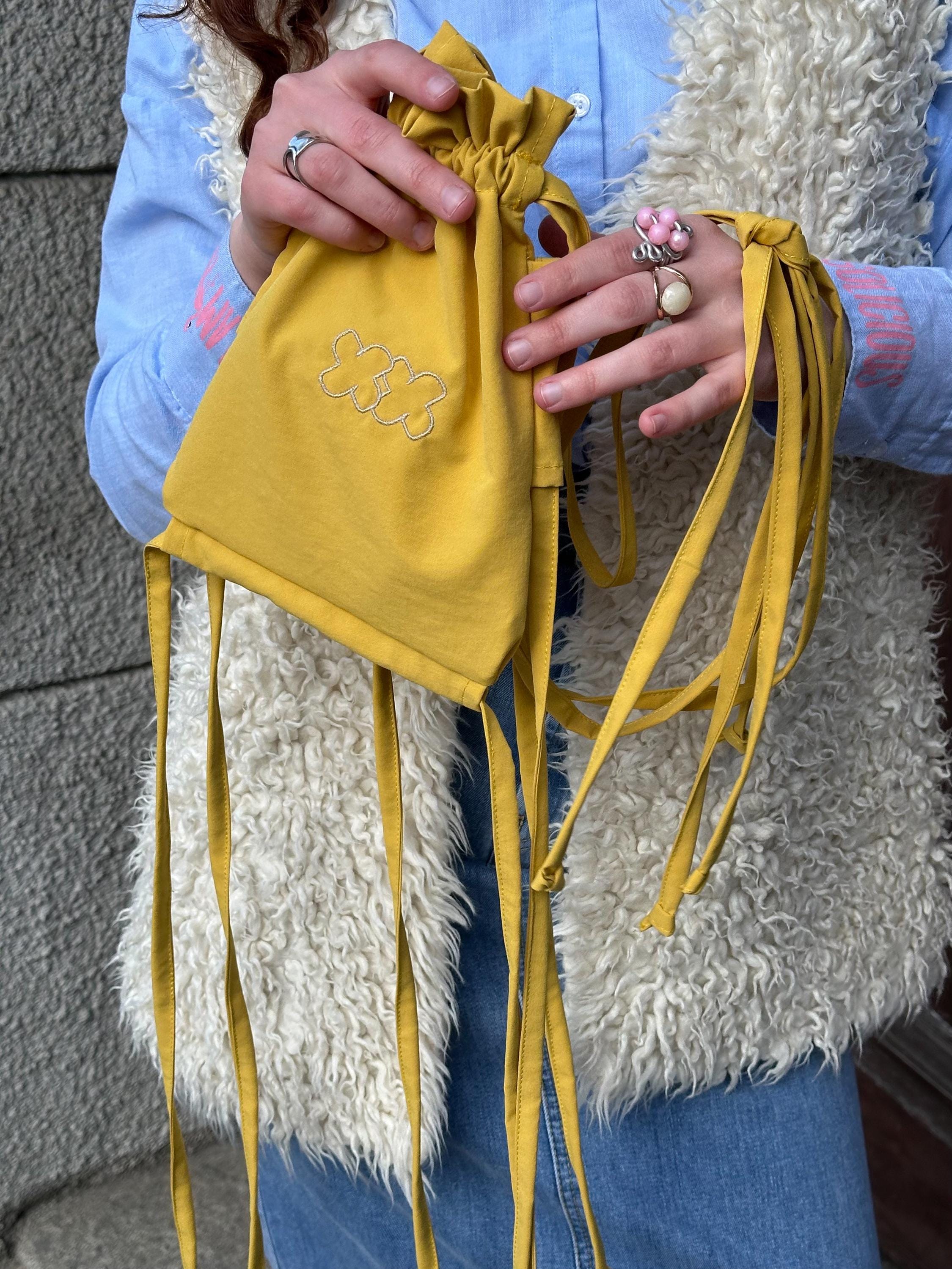Drawstring Phone Bag with Long Ribbons - Image 3